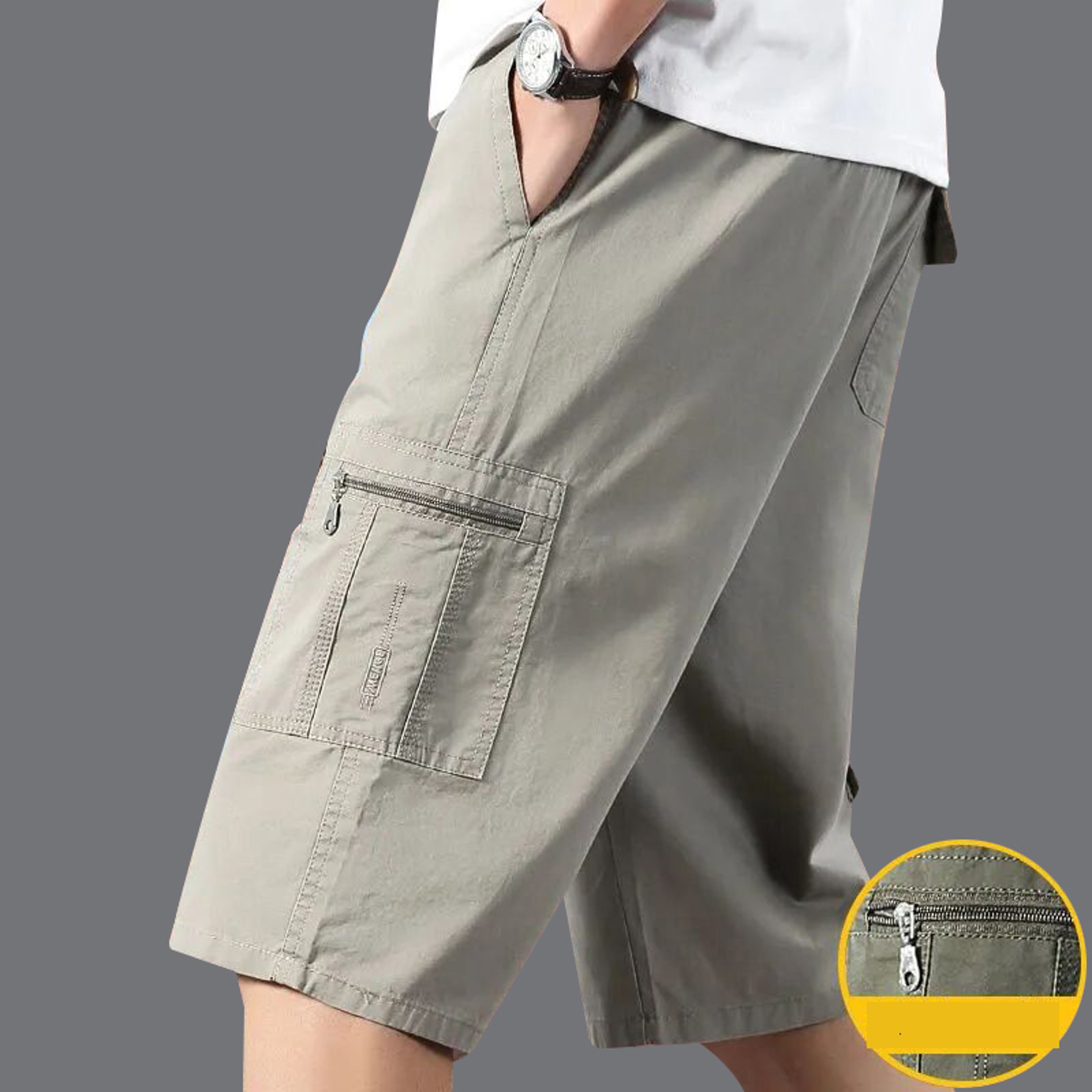 Mens Cotton Casual Shorts With Zipper Pockets For Beach Running And Daily Wear 0