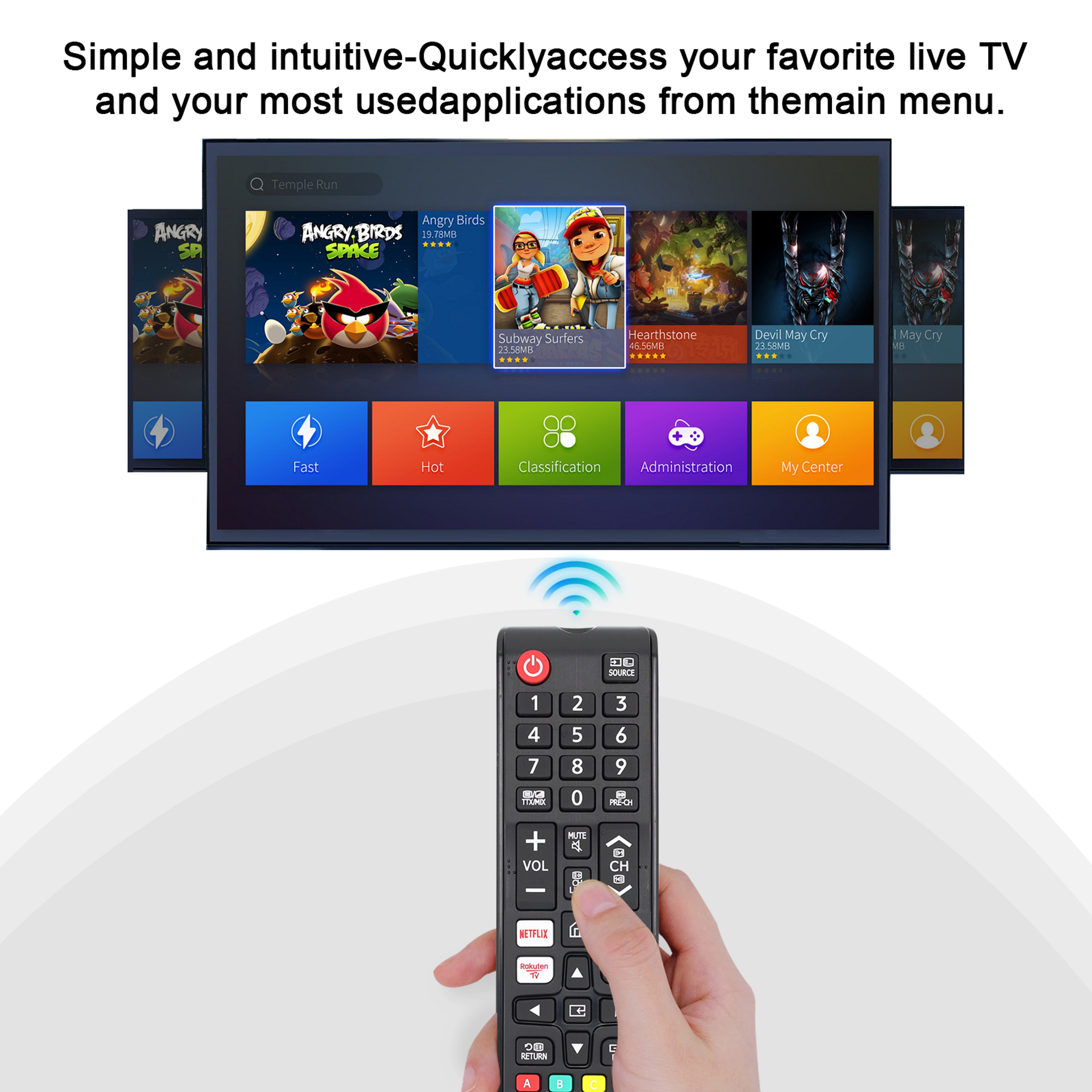 Universal Remote Control For Samsung Smart TV Replacement With Netflix Prime Hulu Buttons 3