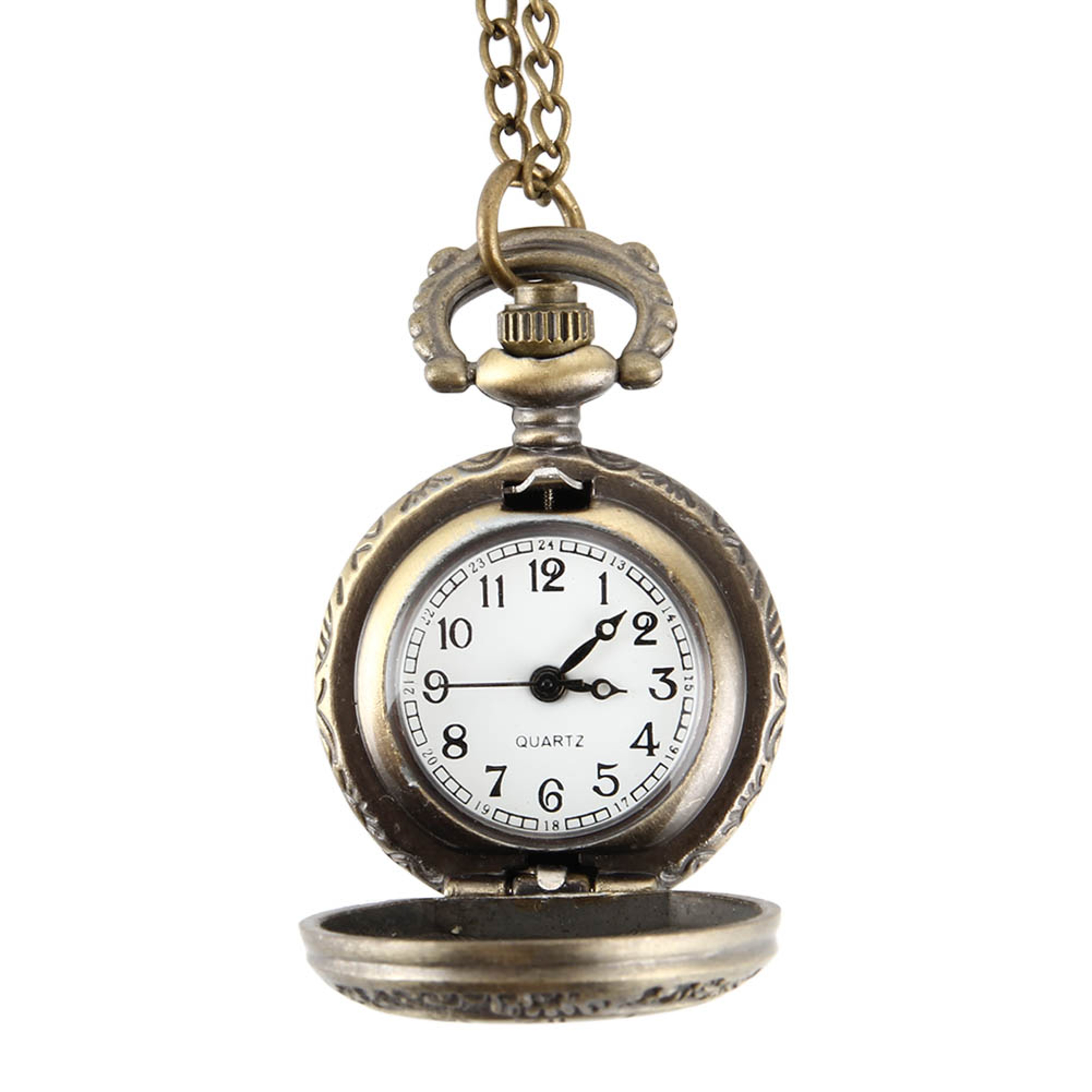 Vintage Pocket Watch Necklace Dual Time Roman Dial Pendant Gift for Men and Women – view 4