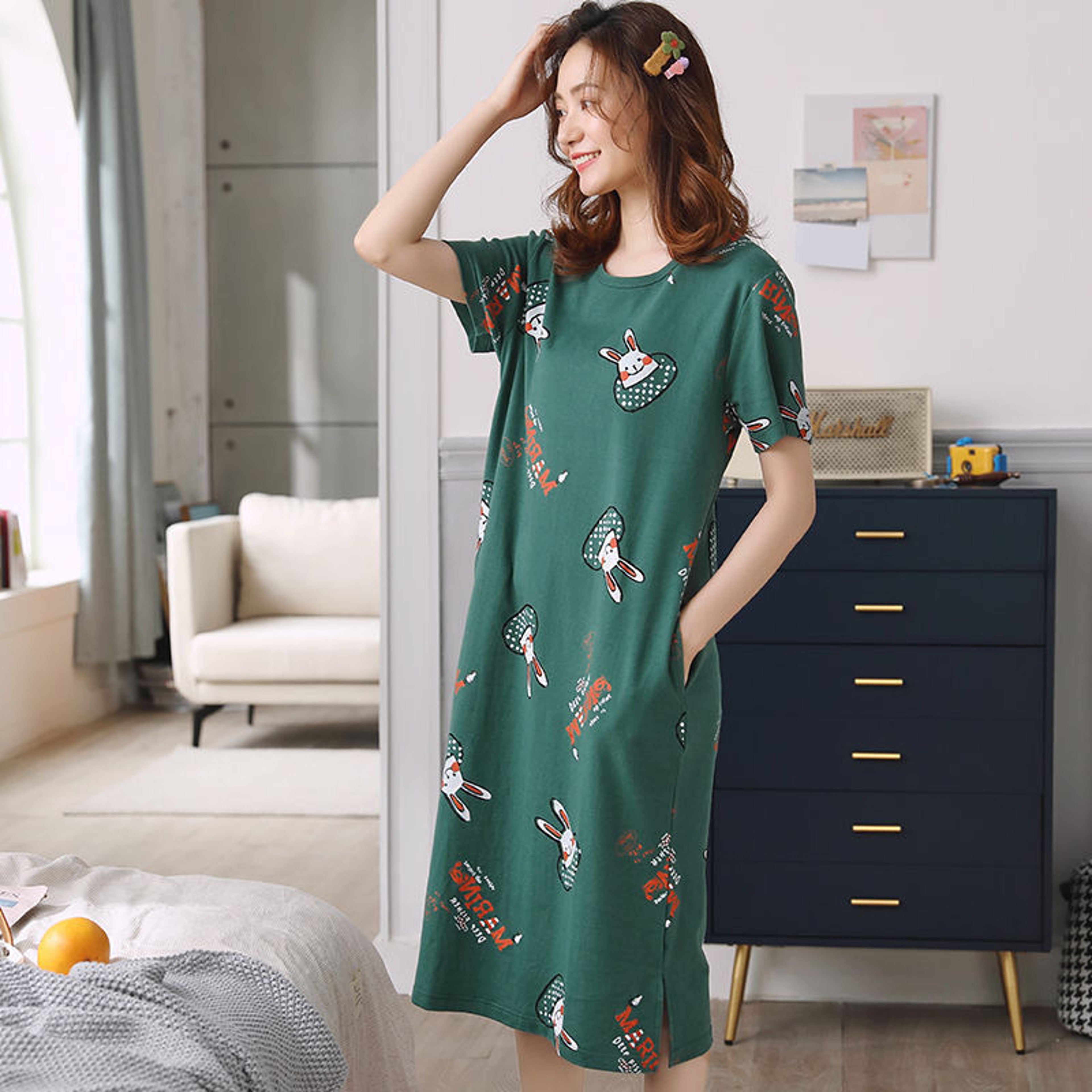 Plus Size Cartoon Nightdress Soft Summer Lounge Wear For Women 5