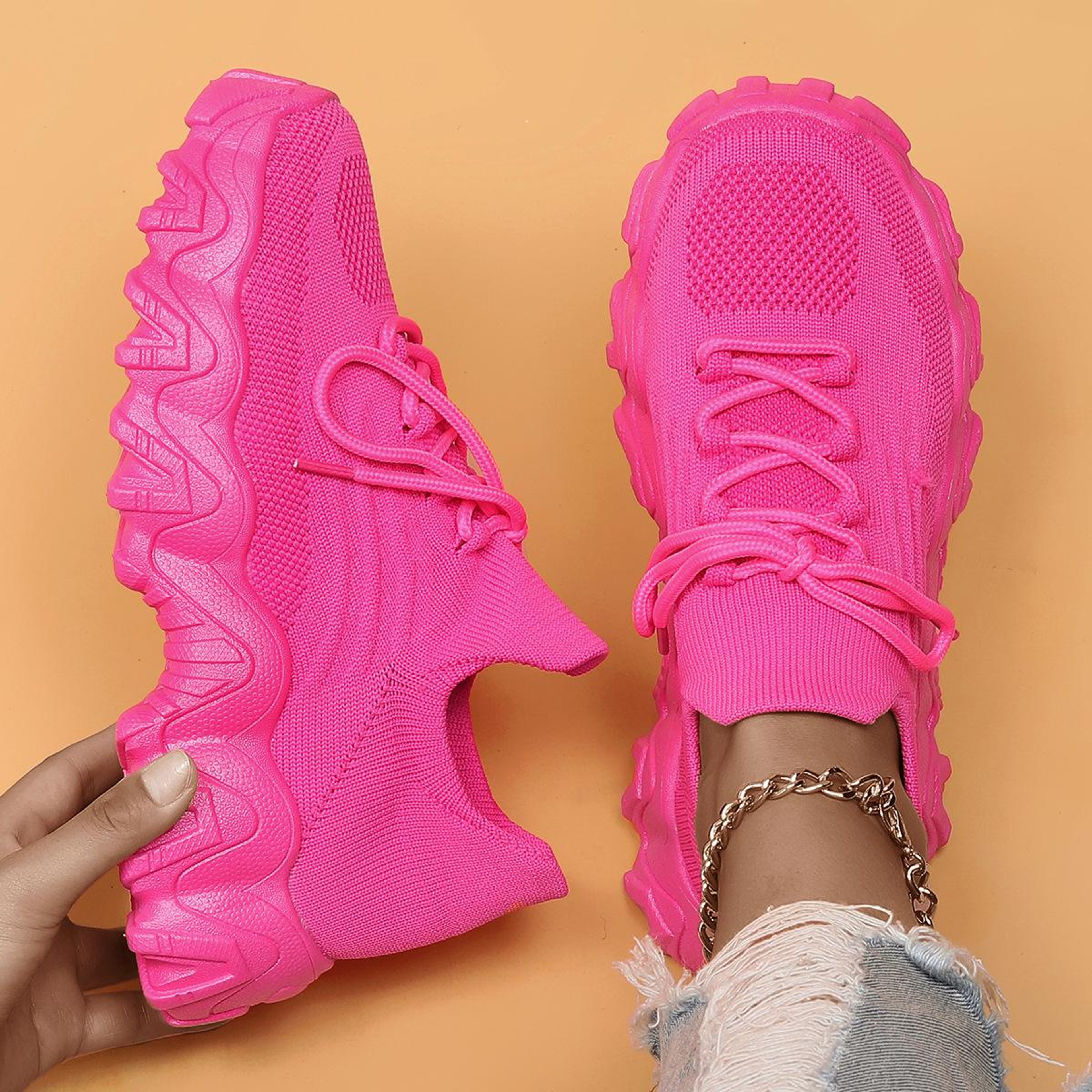 Breathable Mesh Sneakers Women Slip On Platform Walking Shoes 13