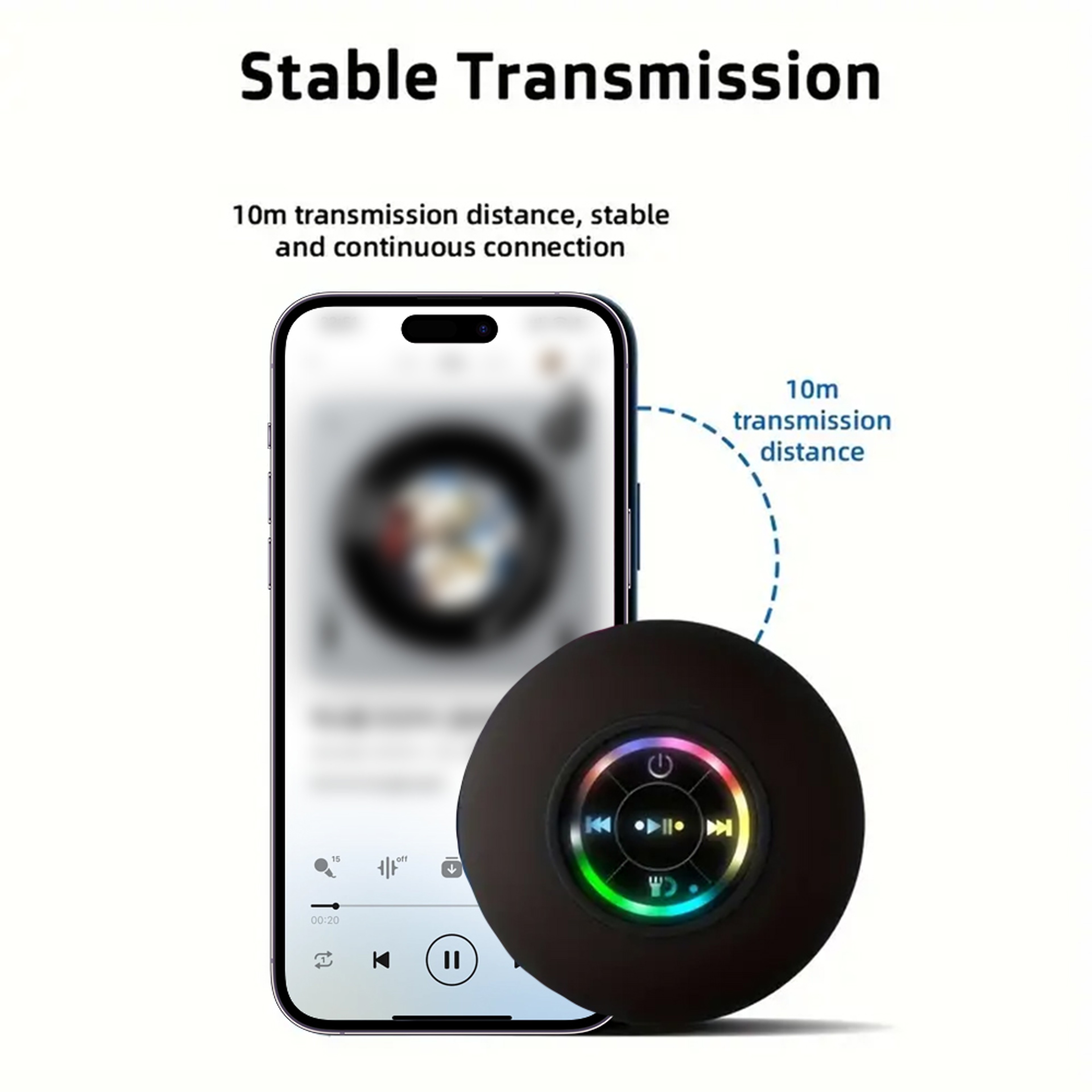 Waterproof Bluetooth Speaker With LED Lights And Suction Cup For Shower Outdoor Use 5