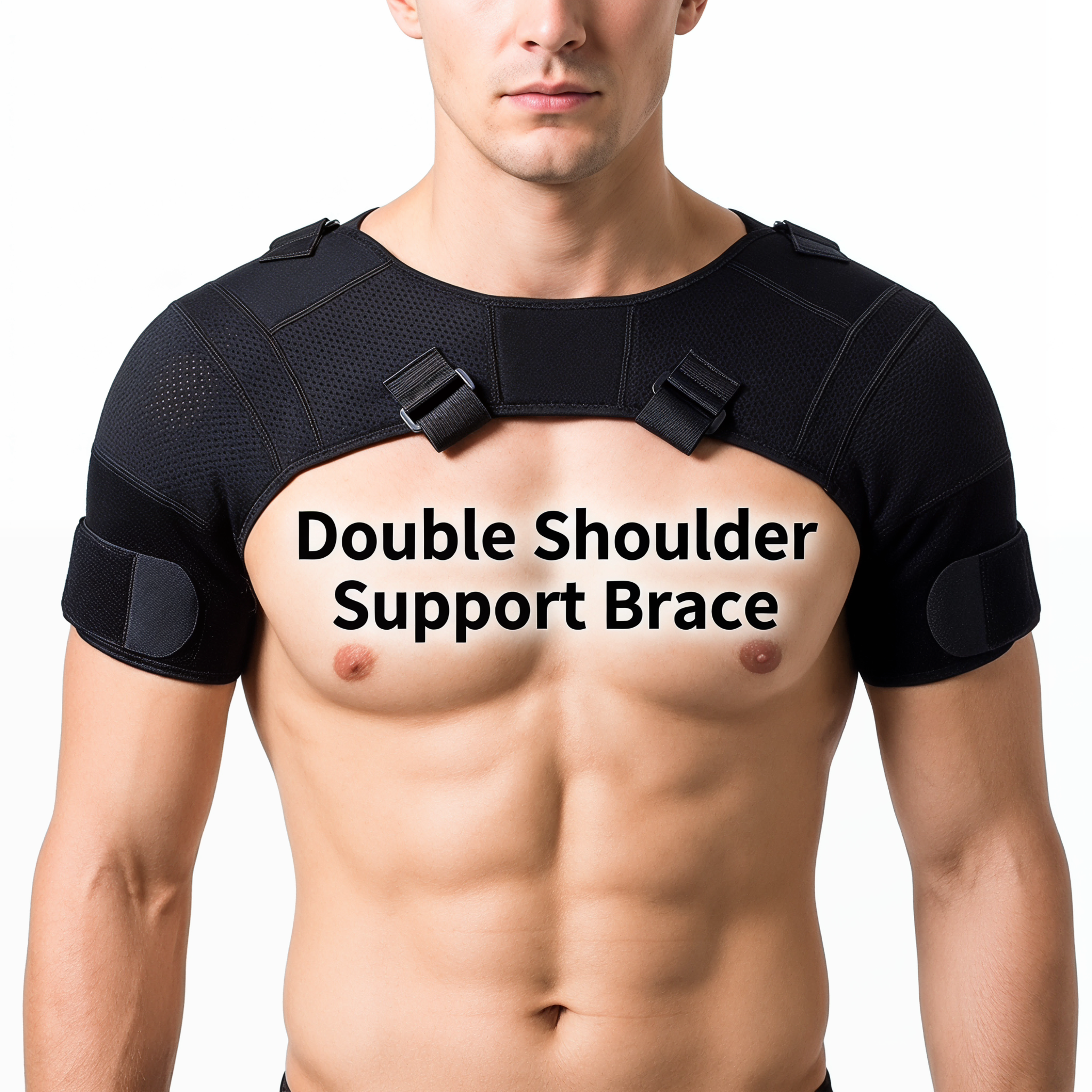 Dual Shoulder Support Brace For Pain Relief Adjustable Shoulder Brace Compression Strap 1