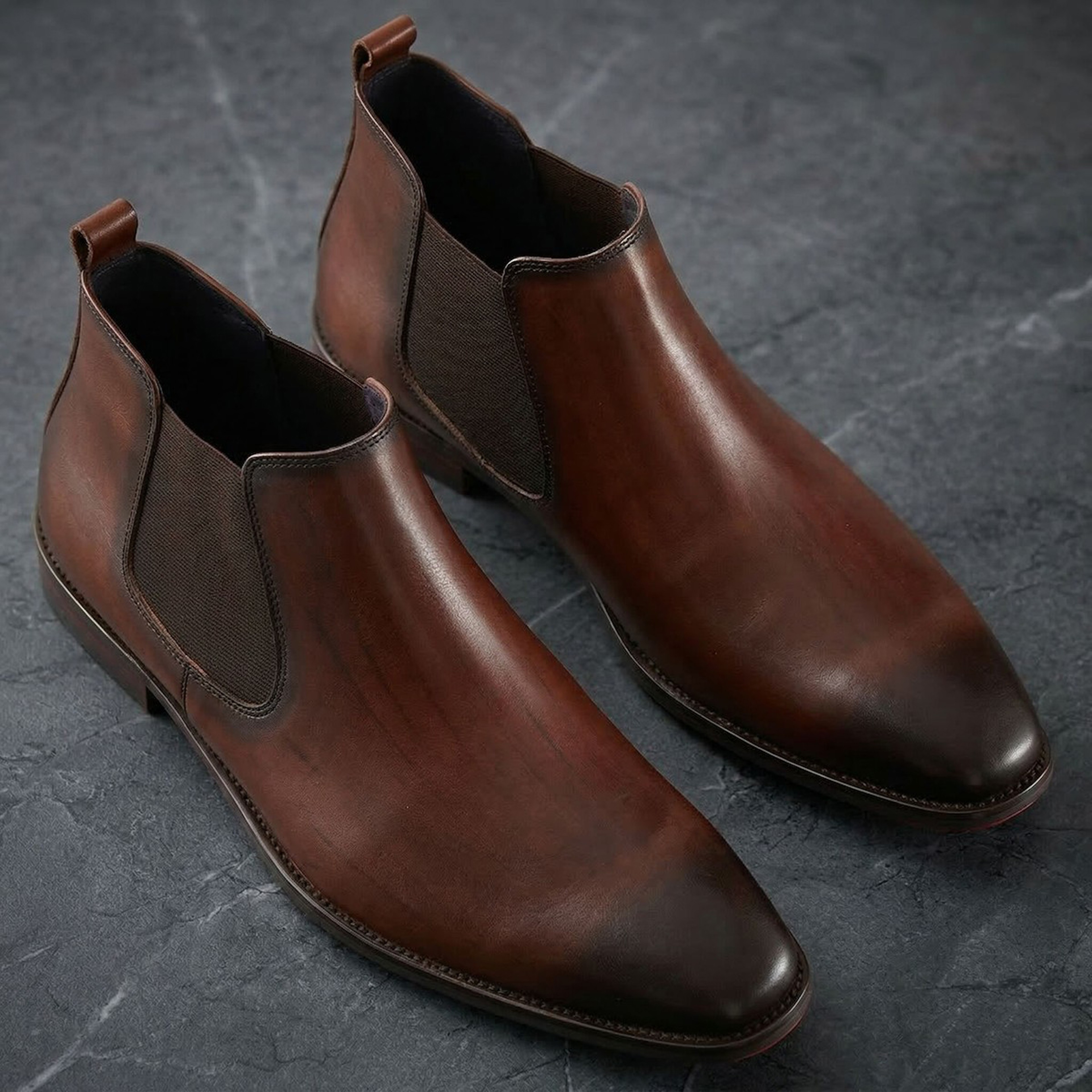 Mens Calf Leather Chelsea Boots British Riding Style Winter Ankle Boots 5