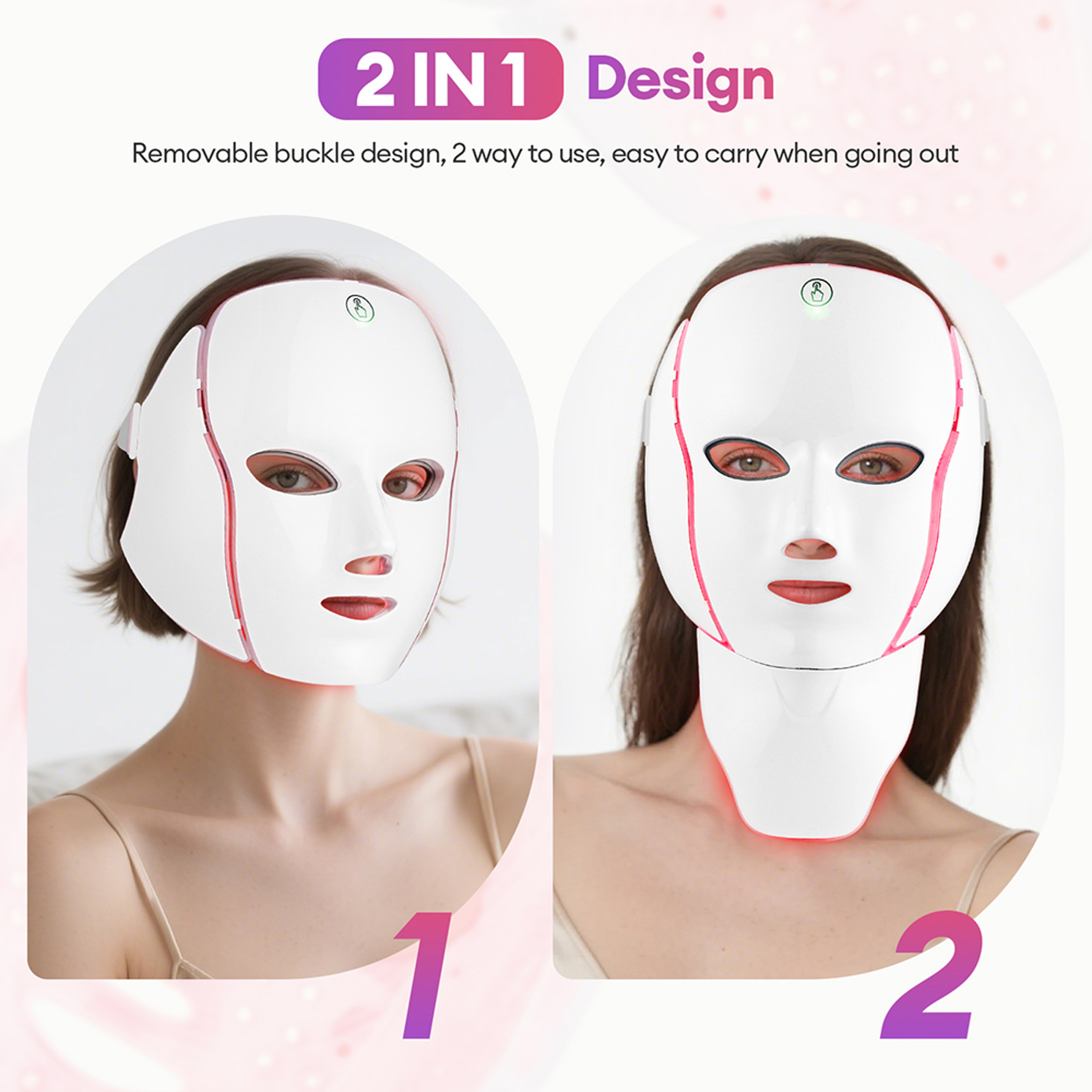 7 Color LED Light Therapy Mask Face and Neck Red Light Therapy Mask for Skin Rejuvenation Anti Aging – view 4
