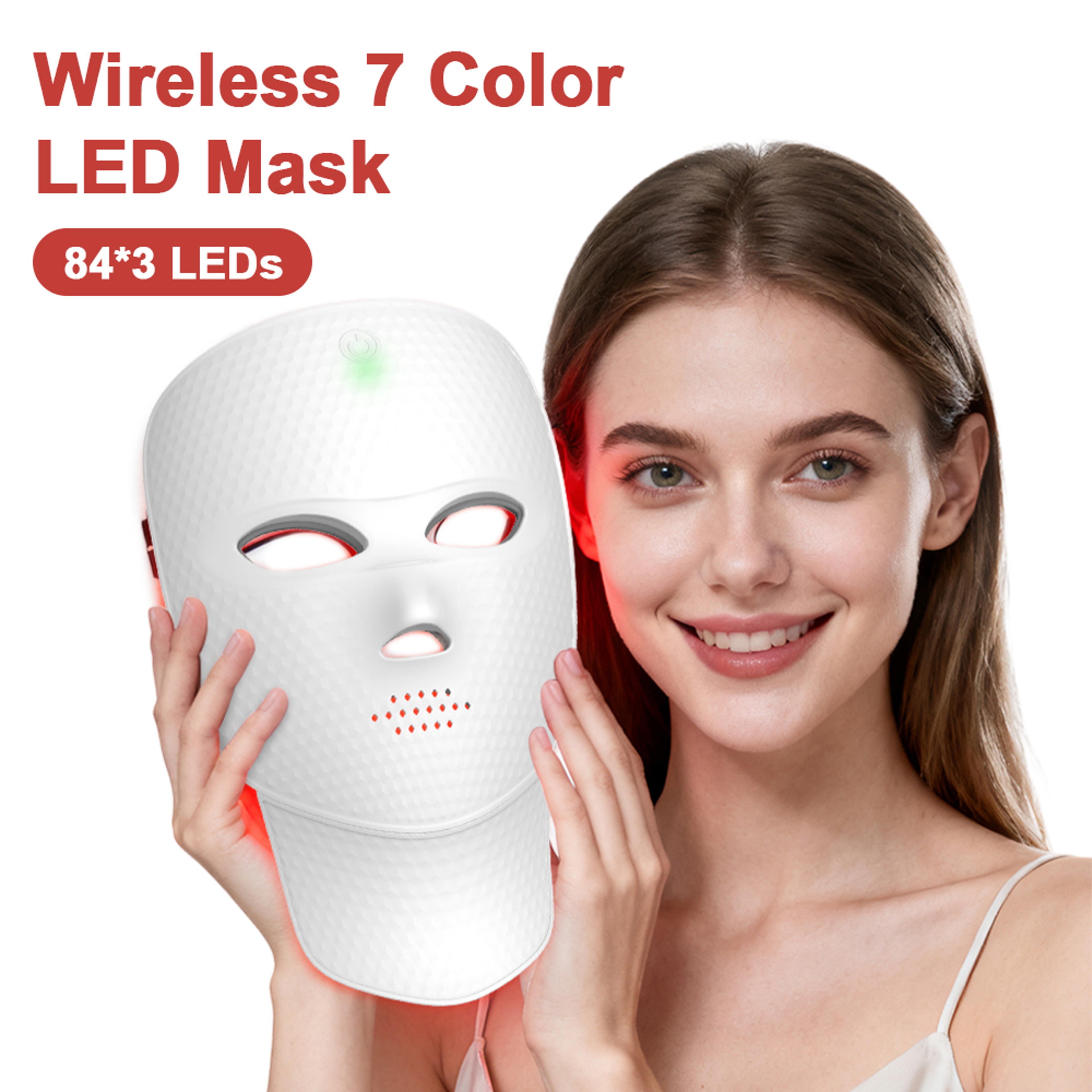 7 Color LED Light Therapy Mask Wireless Face And Neck LED Mask For Skin Rejuvenation Anti Aging Car 0
