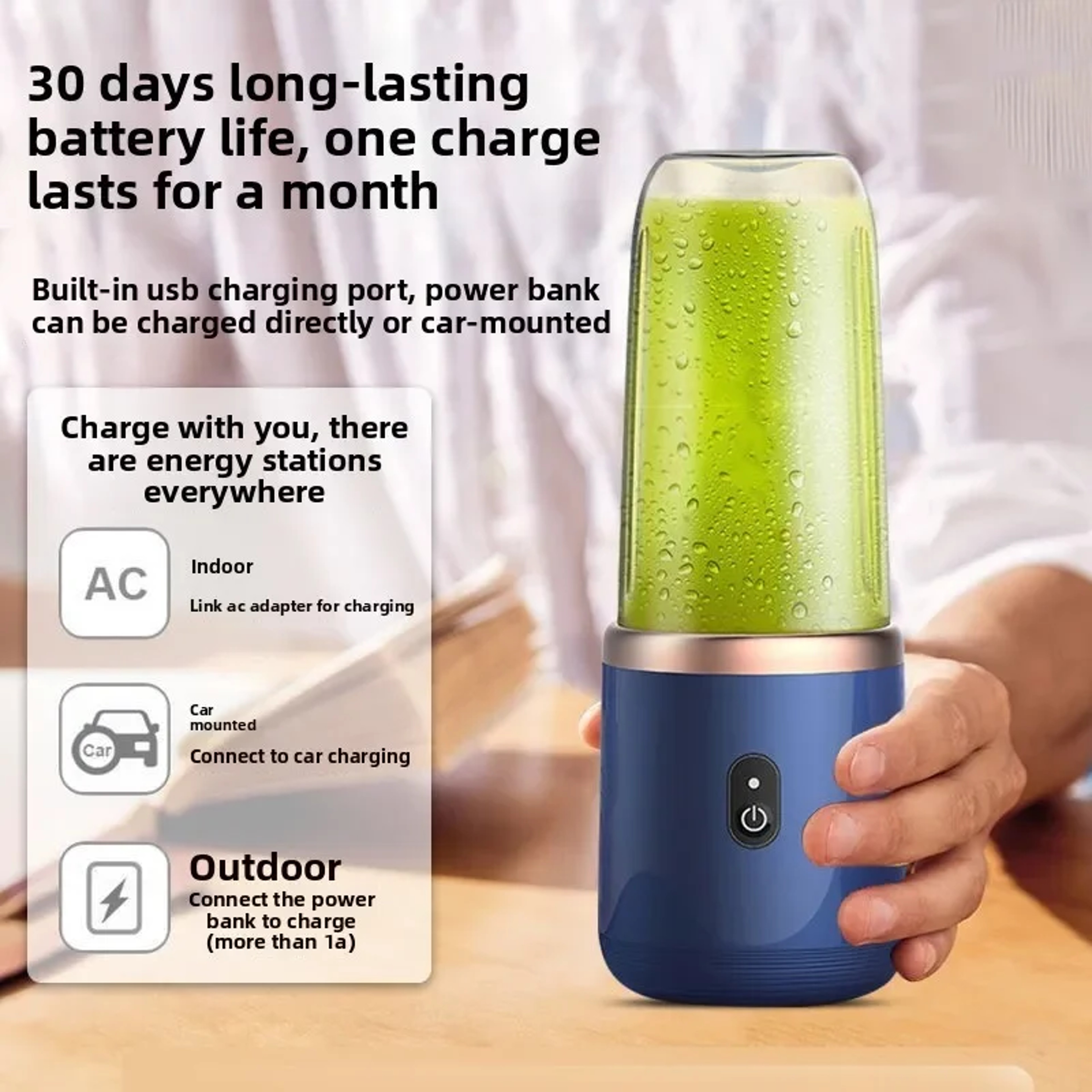 Portable USB Blender Personal Portable Blender Bottle with Blade Smoothie Maker – view 2