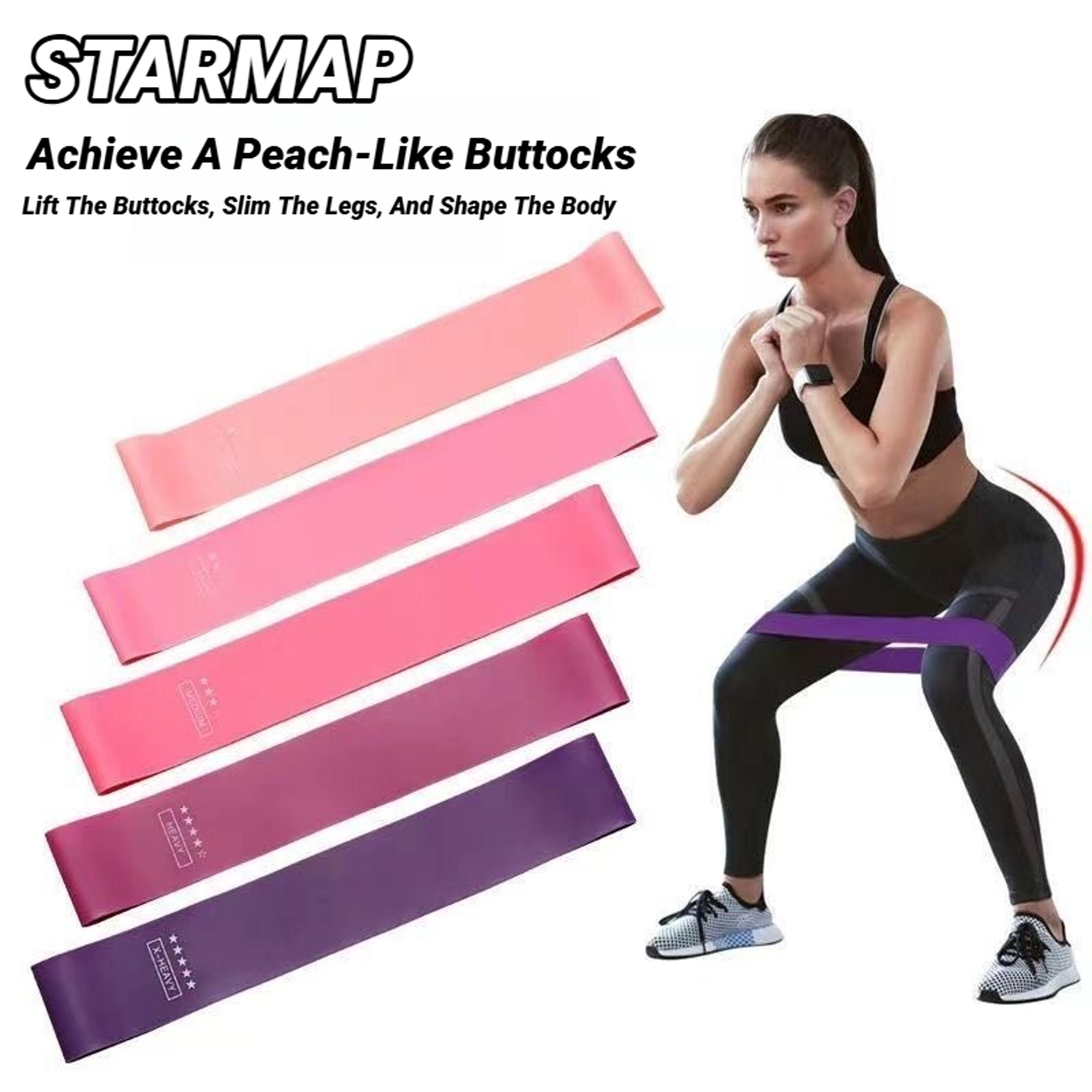 Latex Resistance Bands Set for Full Body Strength Training Yoga and Travel Workouts – view 1