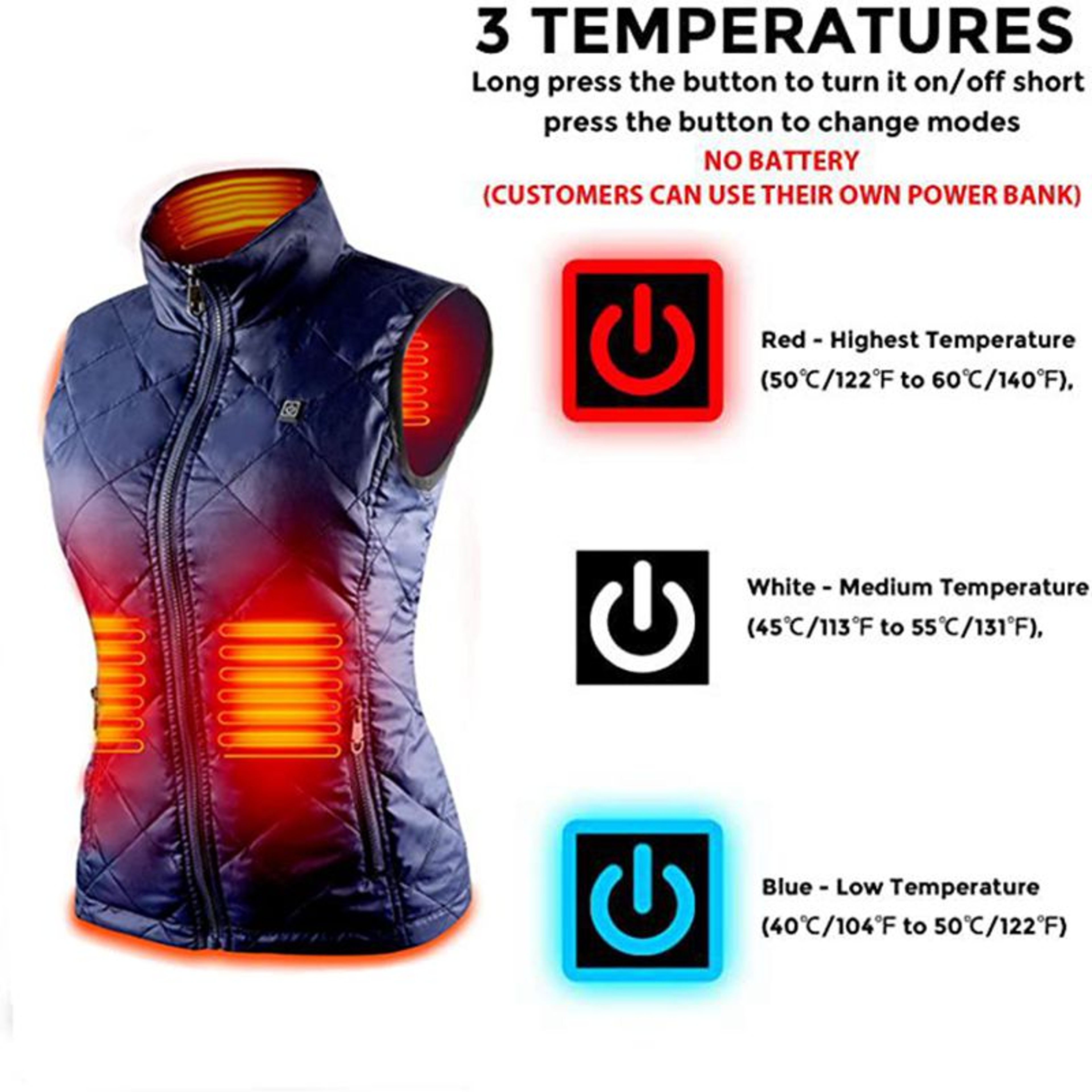 Womens USB Heated Vest With Infrared Heating And Pockets 5