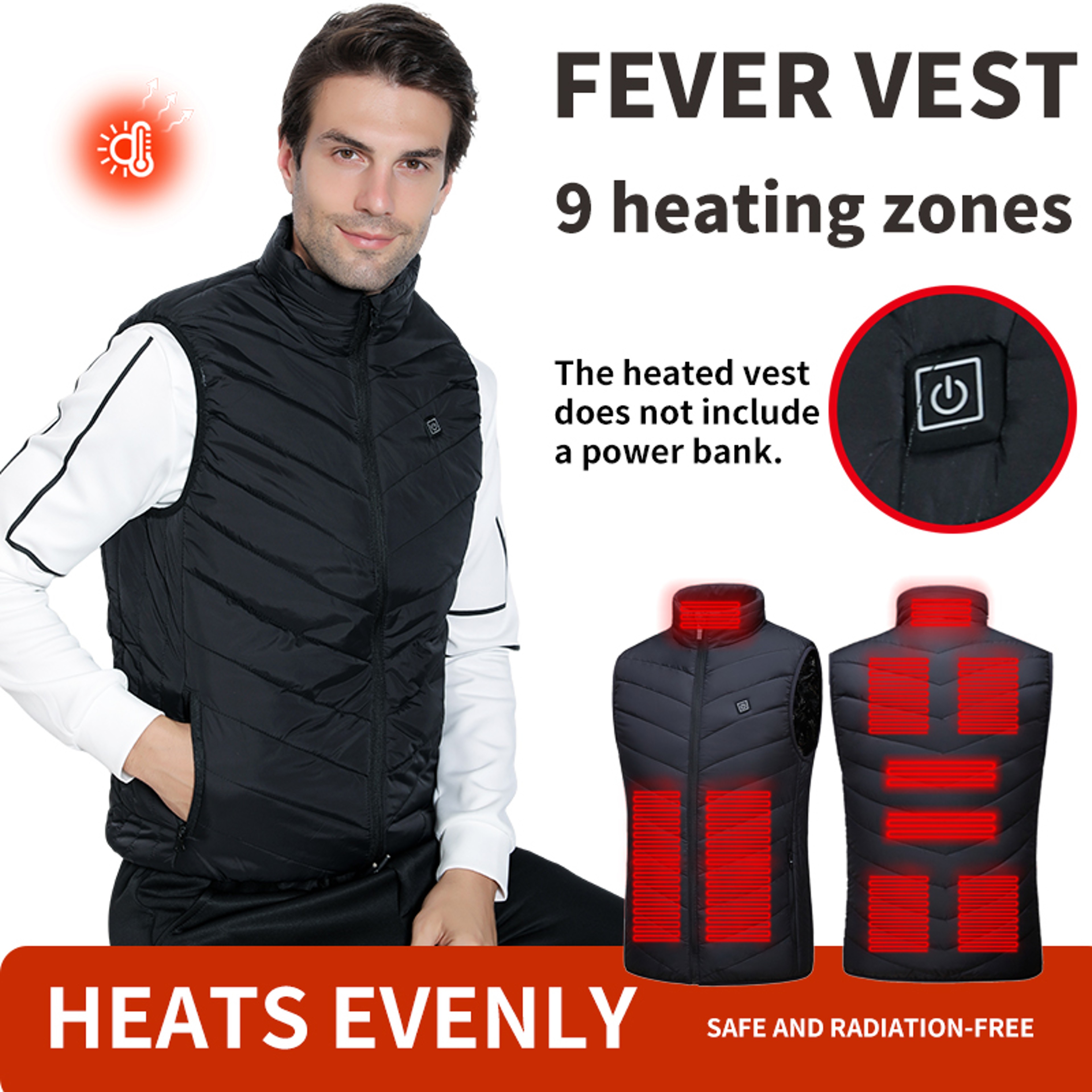 27Zone USB Heated Vest For Men With Zip Front And Mandarin Collar 7