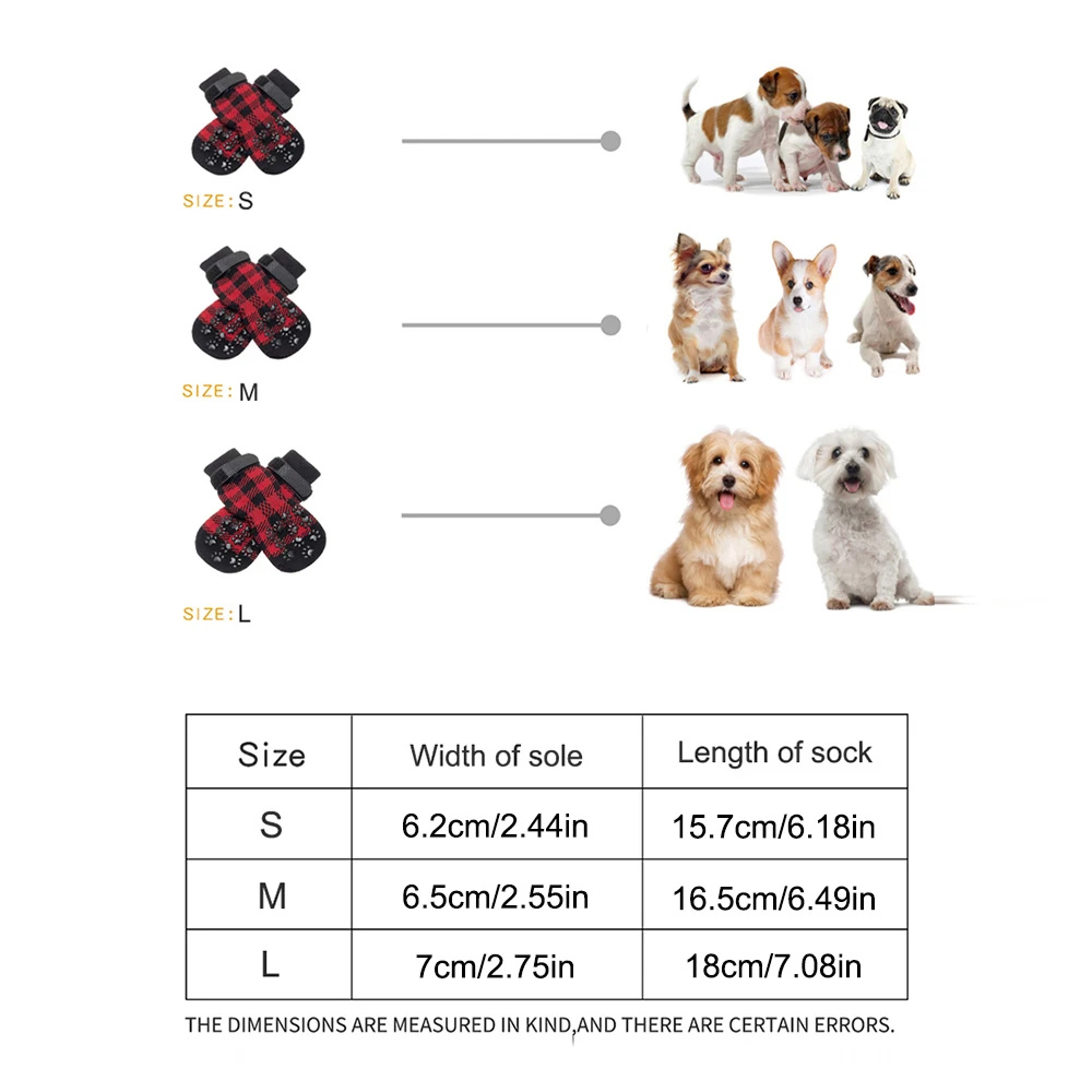 4PCS Double Side Anti Slip Dog Socks 4