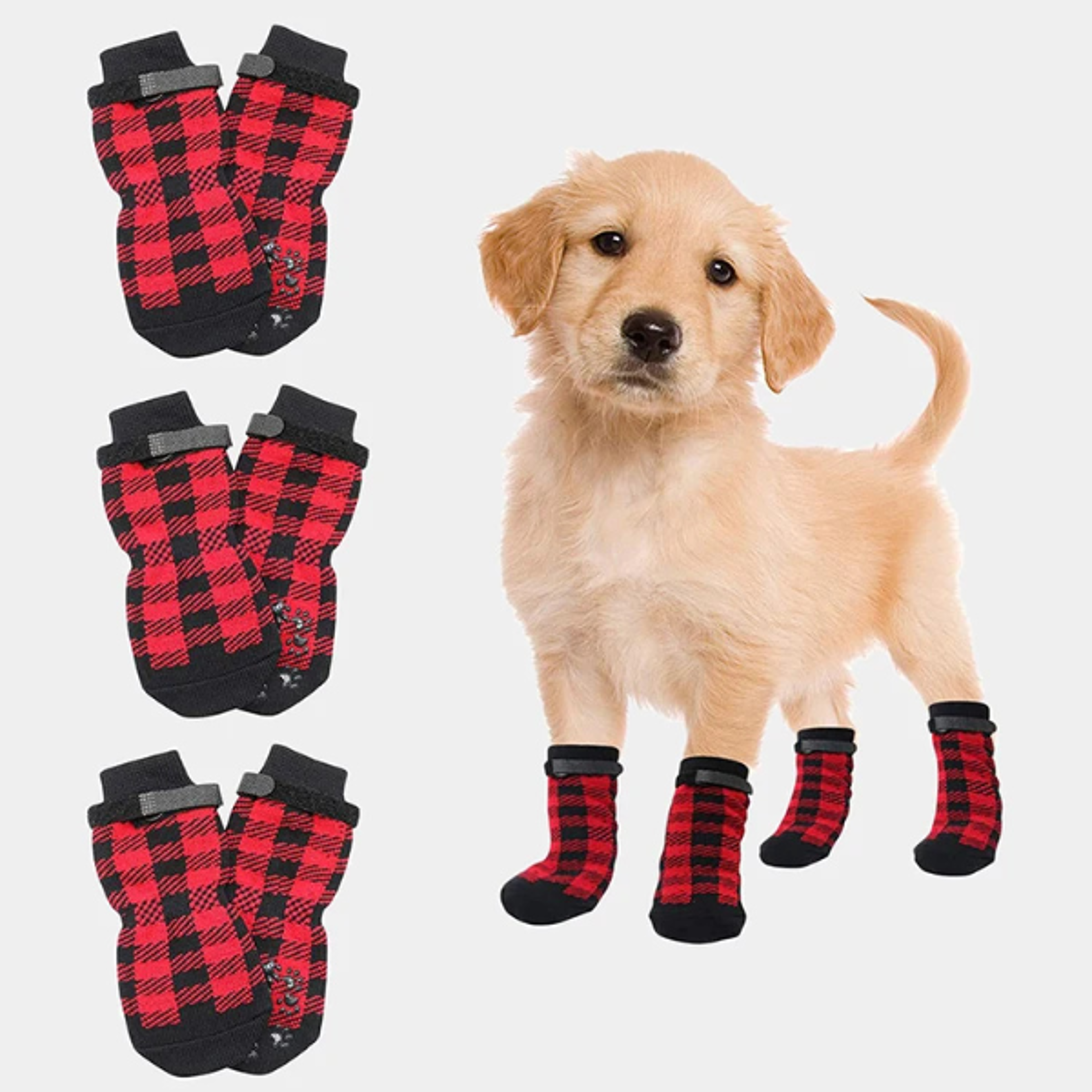 4PCS Double Side Anti Slip Dog Socks 0