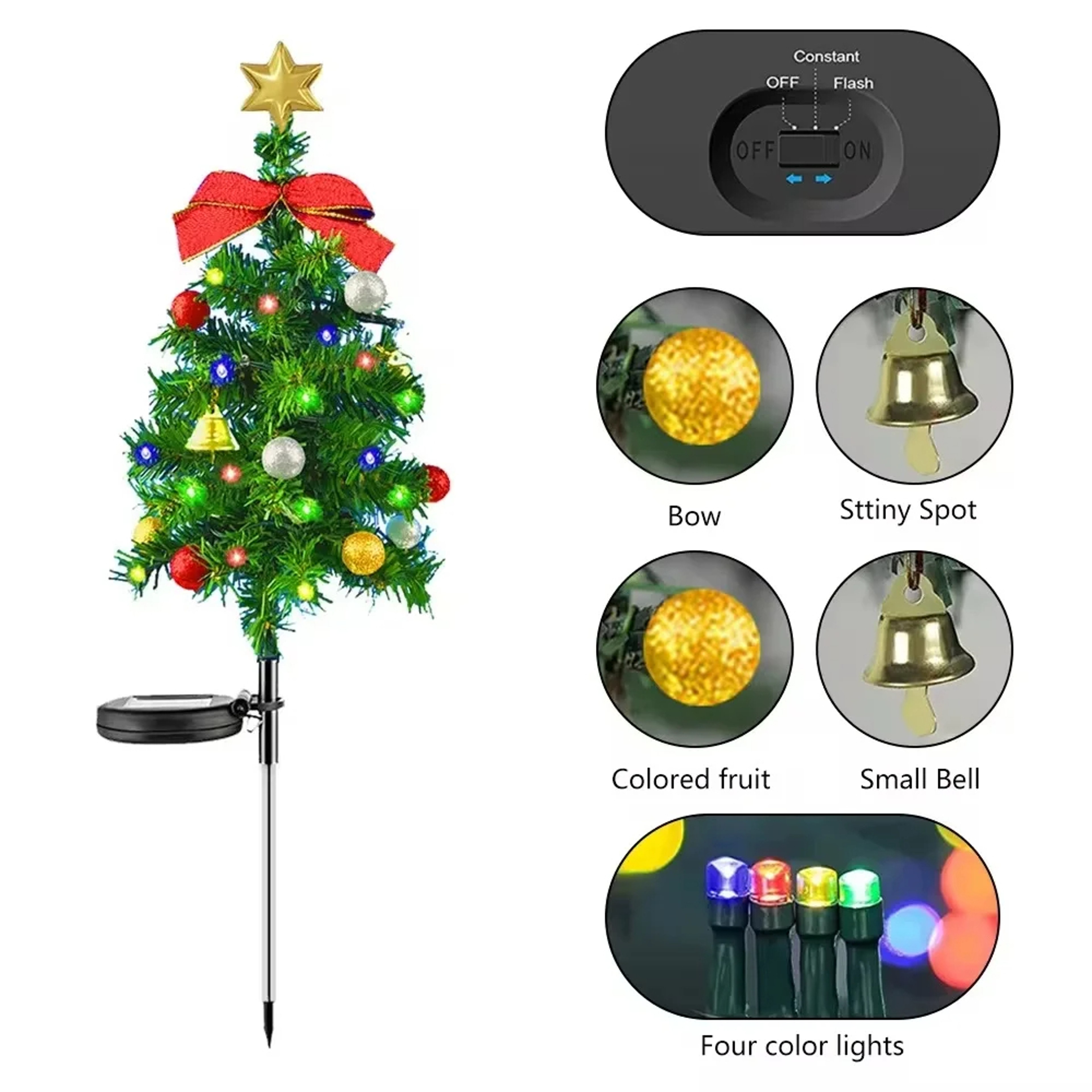 Christmas Tree Solar Lights Outdoor Waterproof LED Garden Lawn Landscape Festive Decorative 3