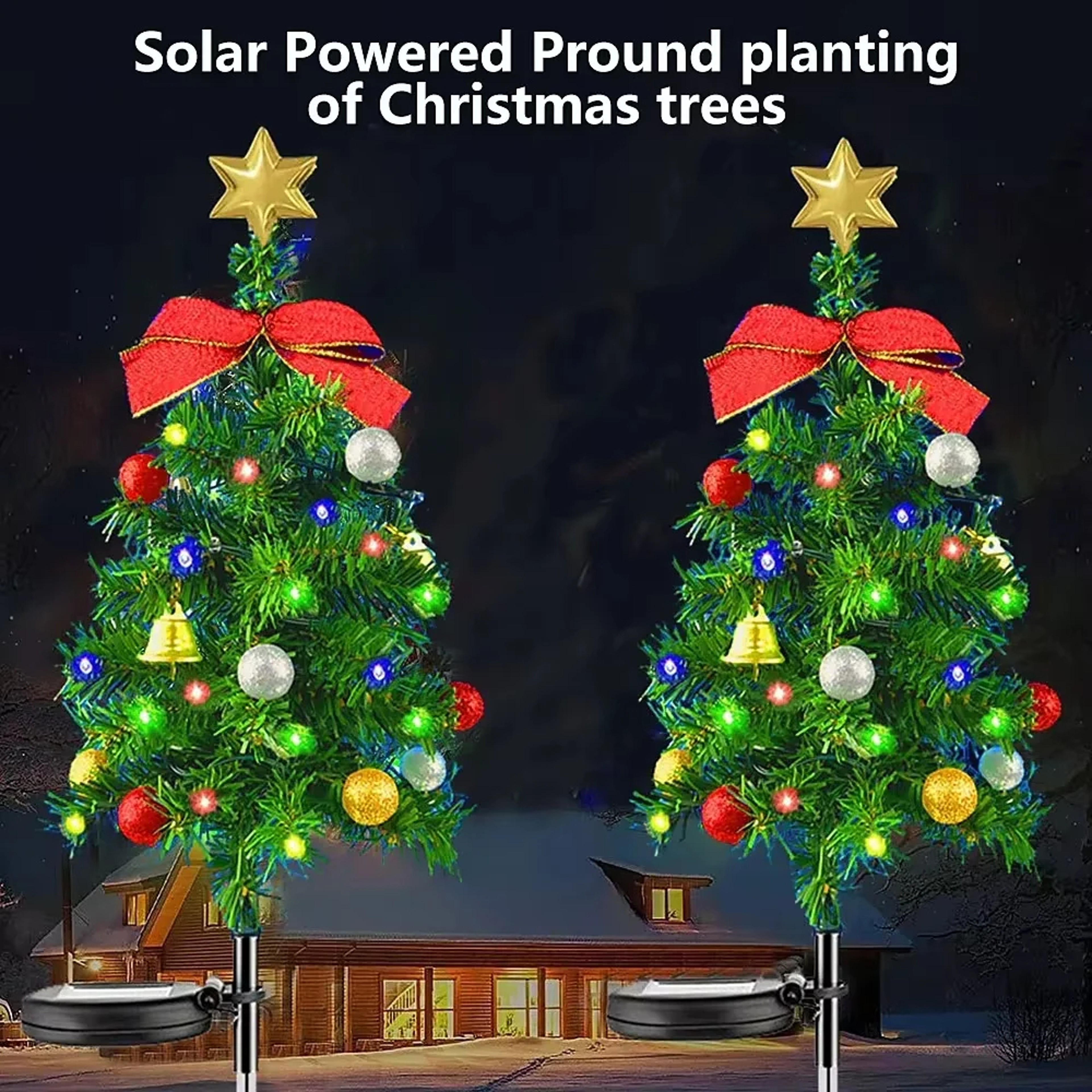 Christmas Tree Solar Lights Outdoor Waterproof LED Garden Lawn Landscape Festive Decorative 5