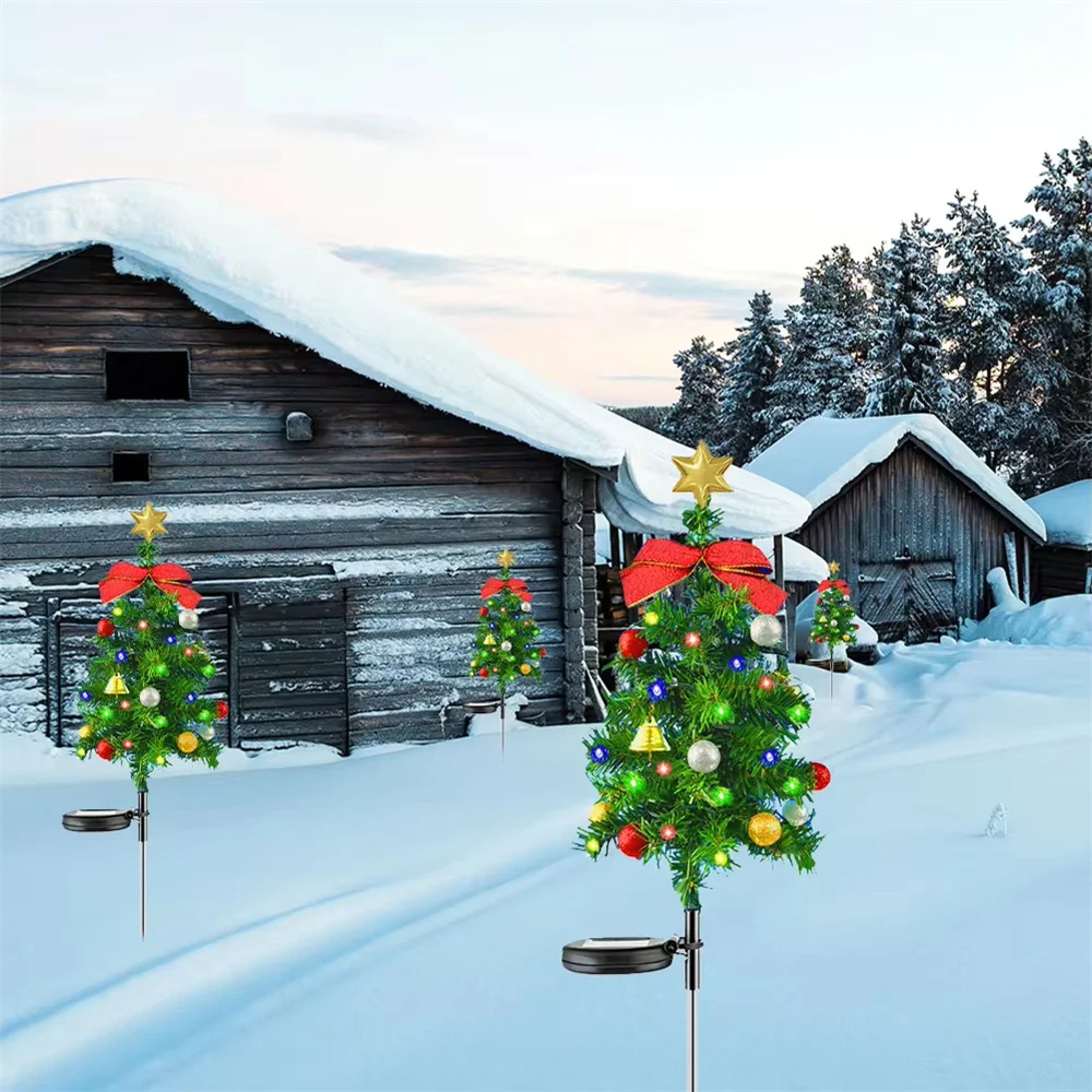 Christmas Tree Solar Lights Outdoor Waterproof LED Garden Lawn Landscape Festive Decorative 7