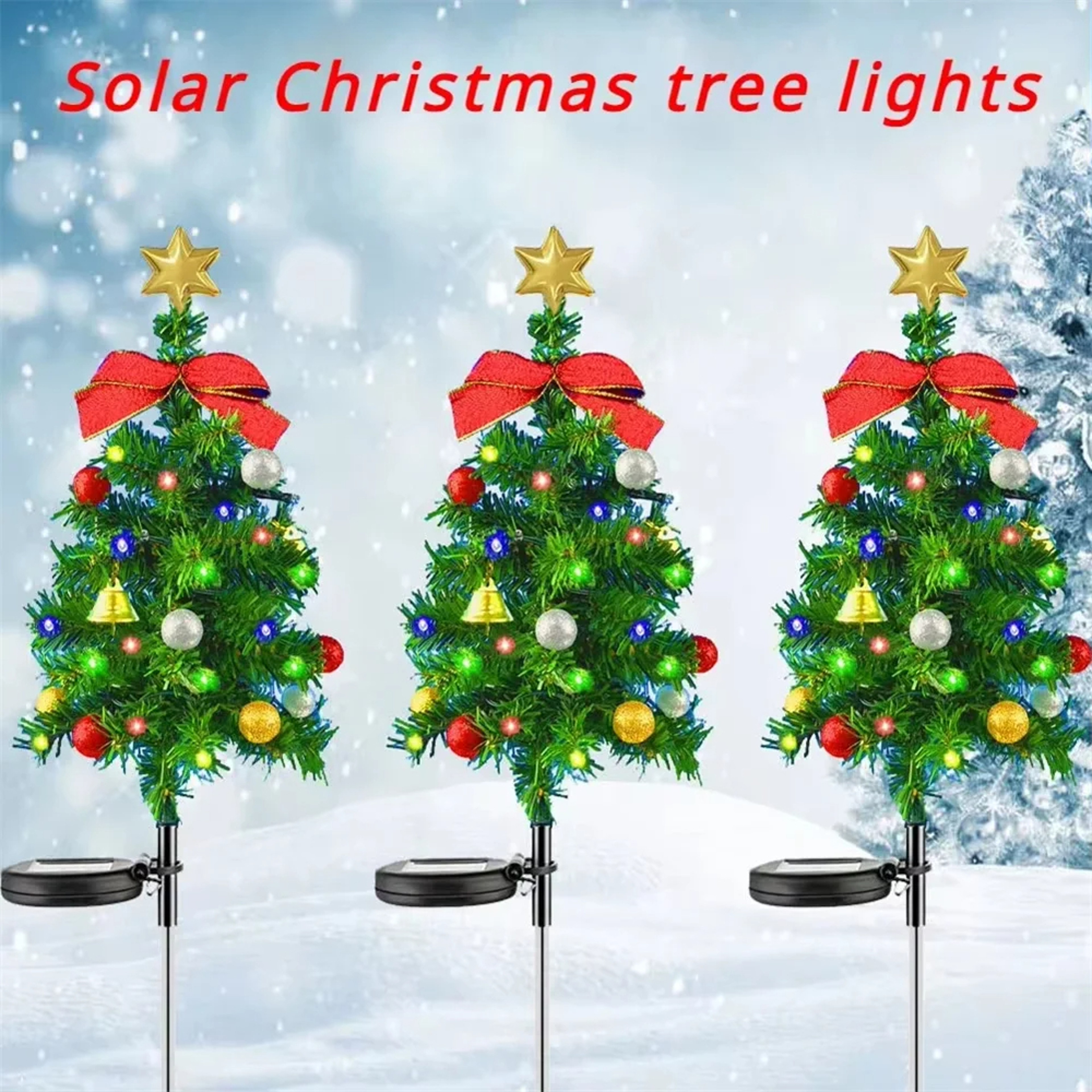 Christmas Tree Solar Lights Outdoor Waterproof LED Garden Lawn Landscape Festive Decorative 10