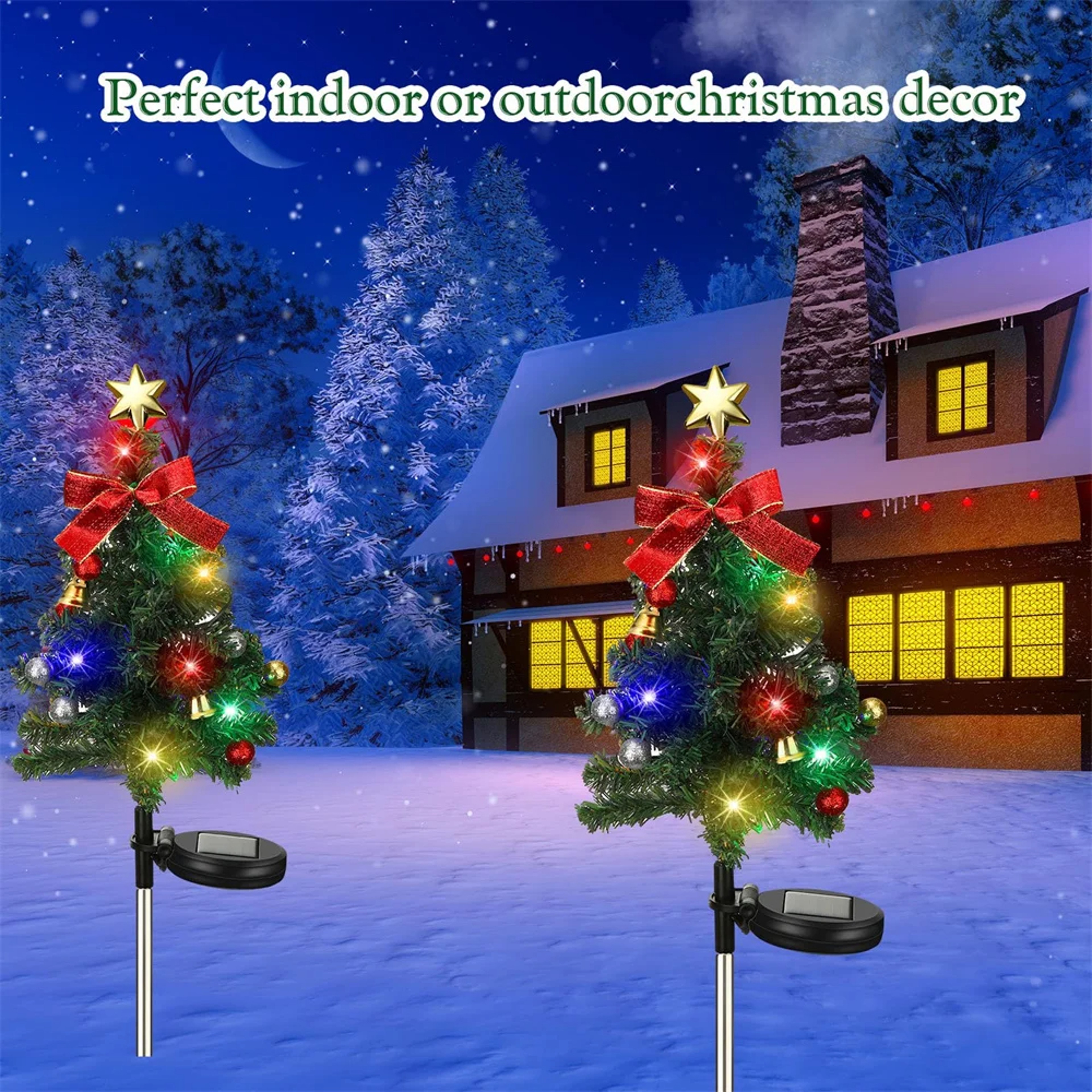 Christmas Tree Solar Lights Outdoor Waterproof LED Garden Lawn Landscape Festive Decorative 12