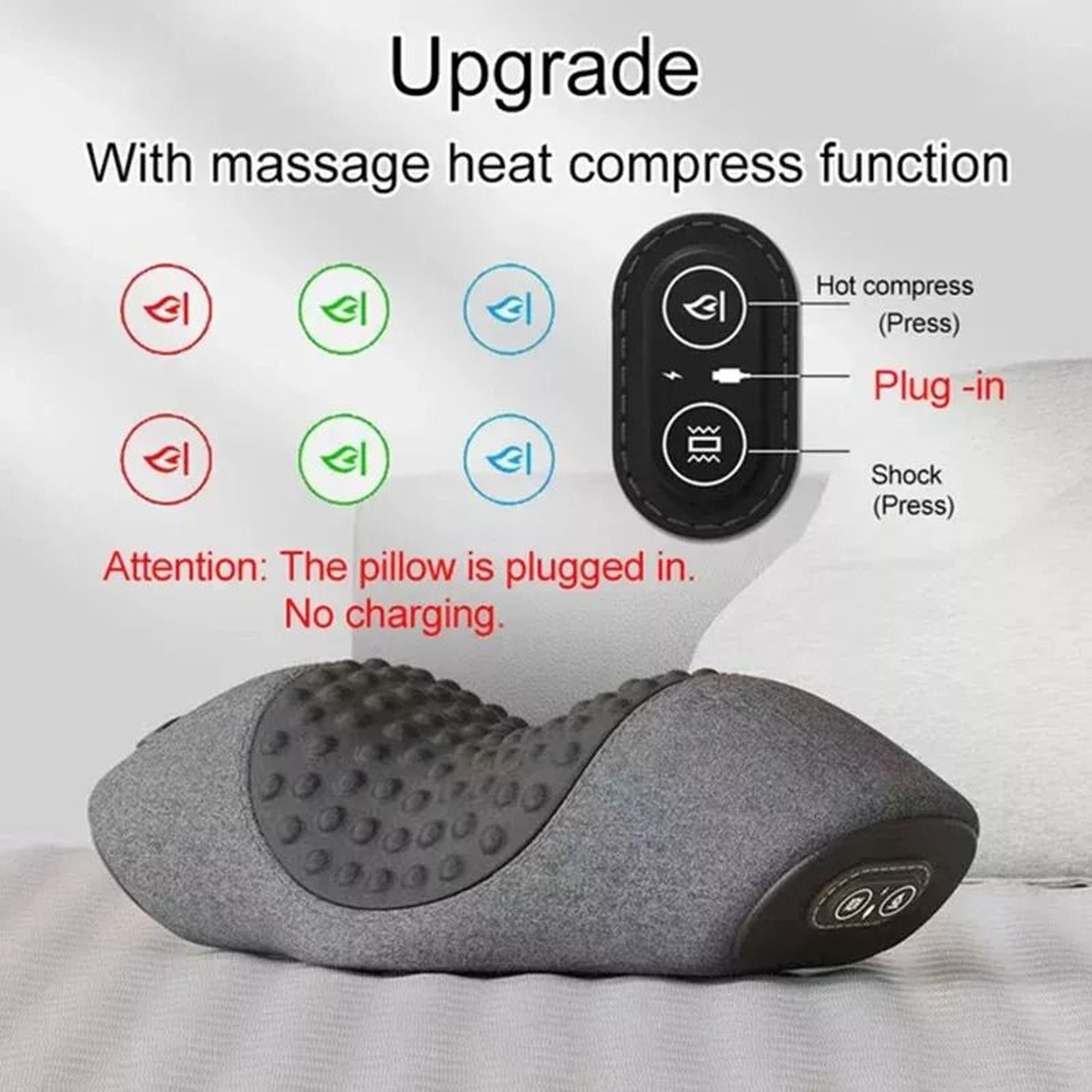 Electric Massager Cervical Pillow Dark gray
