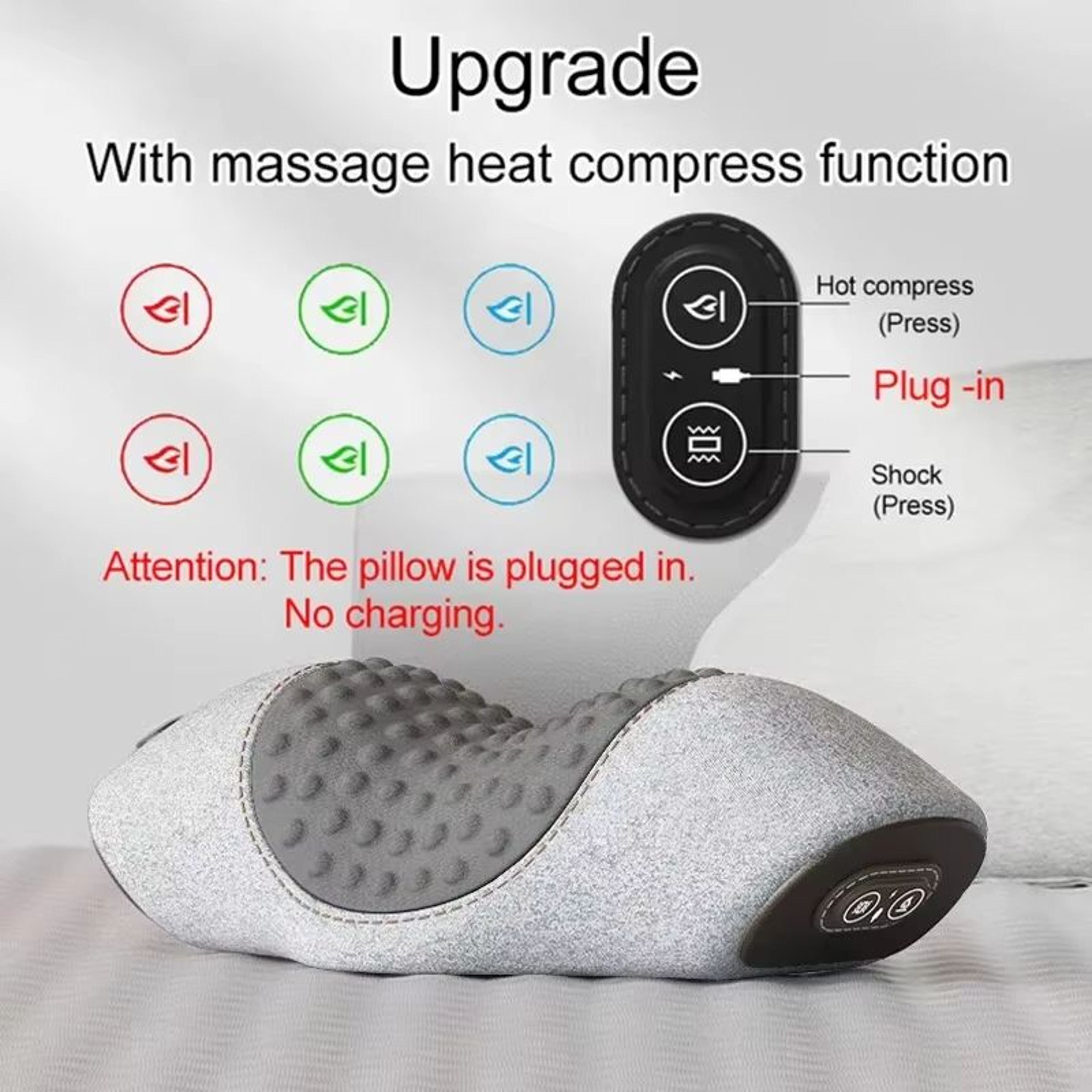 Electric Massager Cervical Pillow Light gray