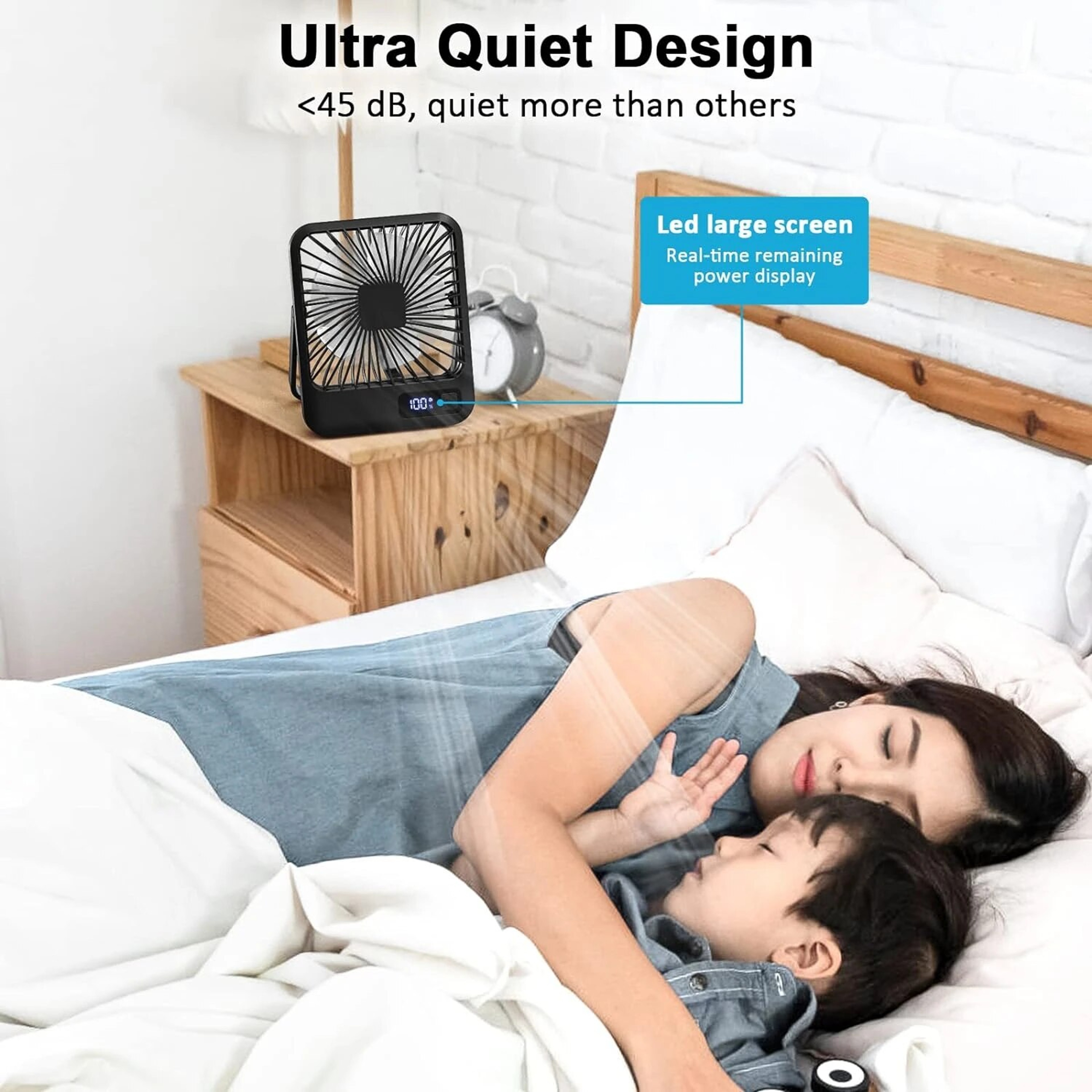 Portable USB Desk Fan Rechargeable 5 Speed Personal Fan With Digital Display Compact  Quiet Cooling 0