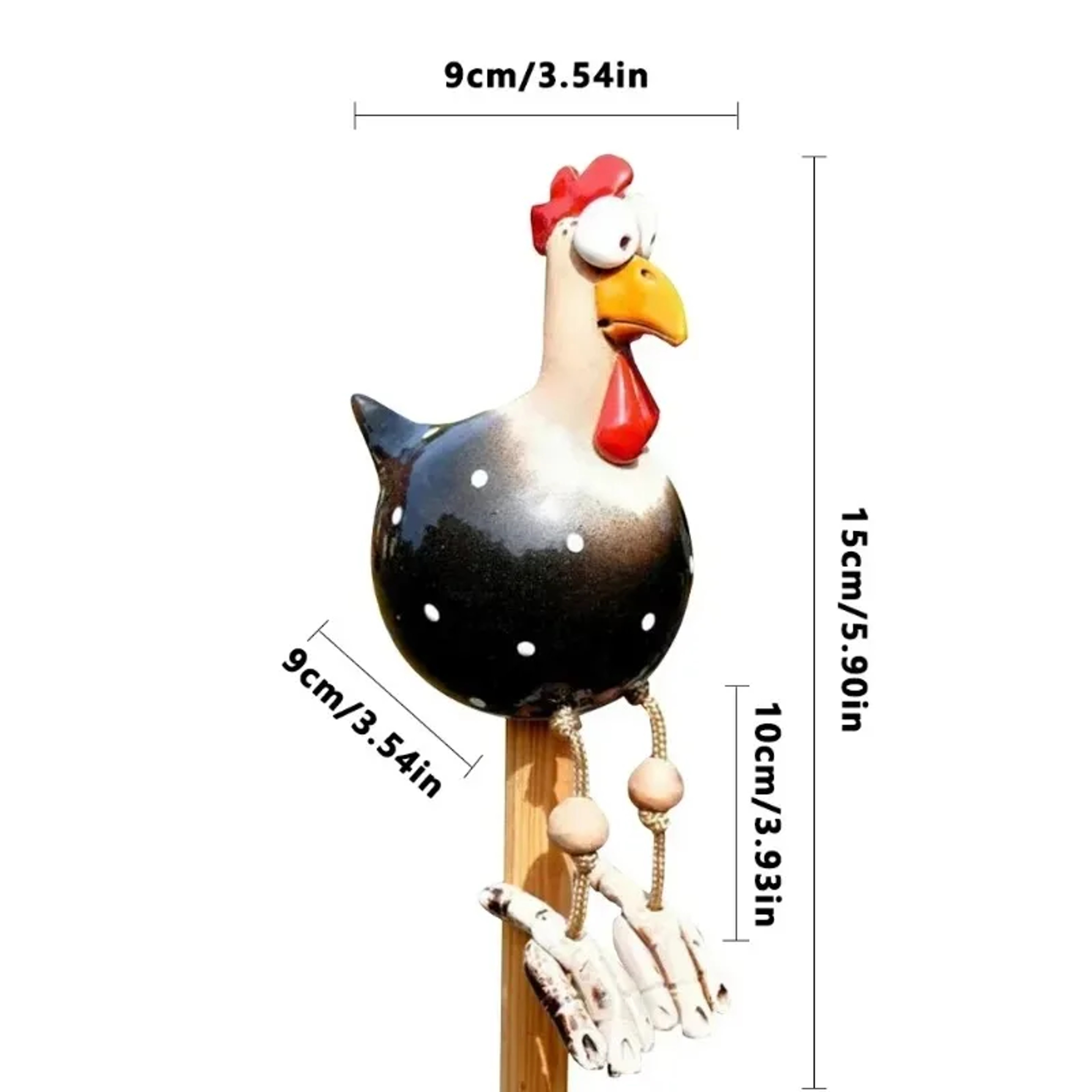 Funny Big Eyed Chicken Statue Long Foot Hen Sculpture For Garden Fence  Lawn Wooden Stake Decoratio 5