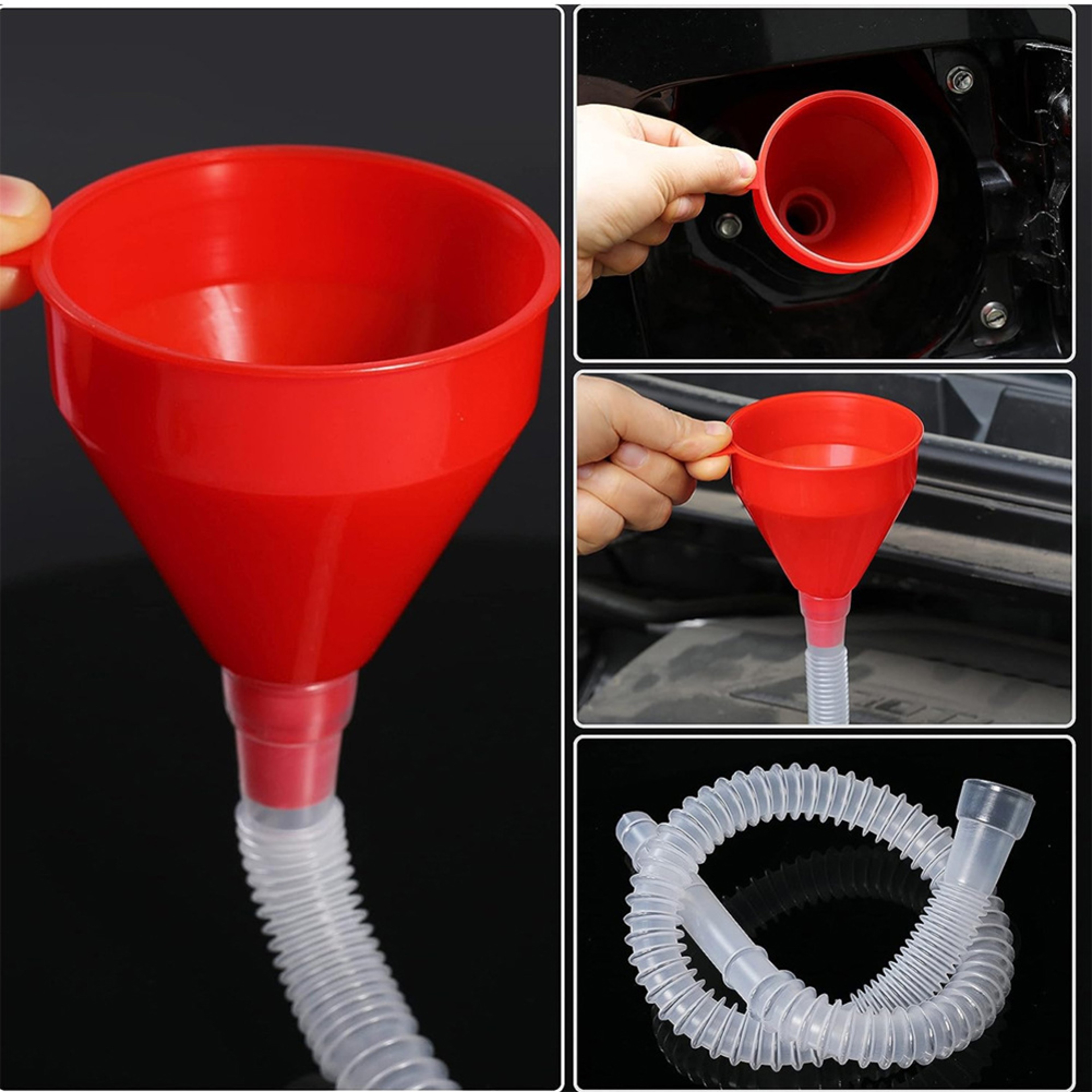 Telescopic Car Fuel Funnel With Detachable Hose For Oil Gasoline  Engine Refills 4