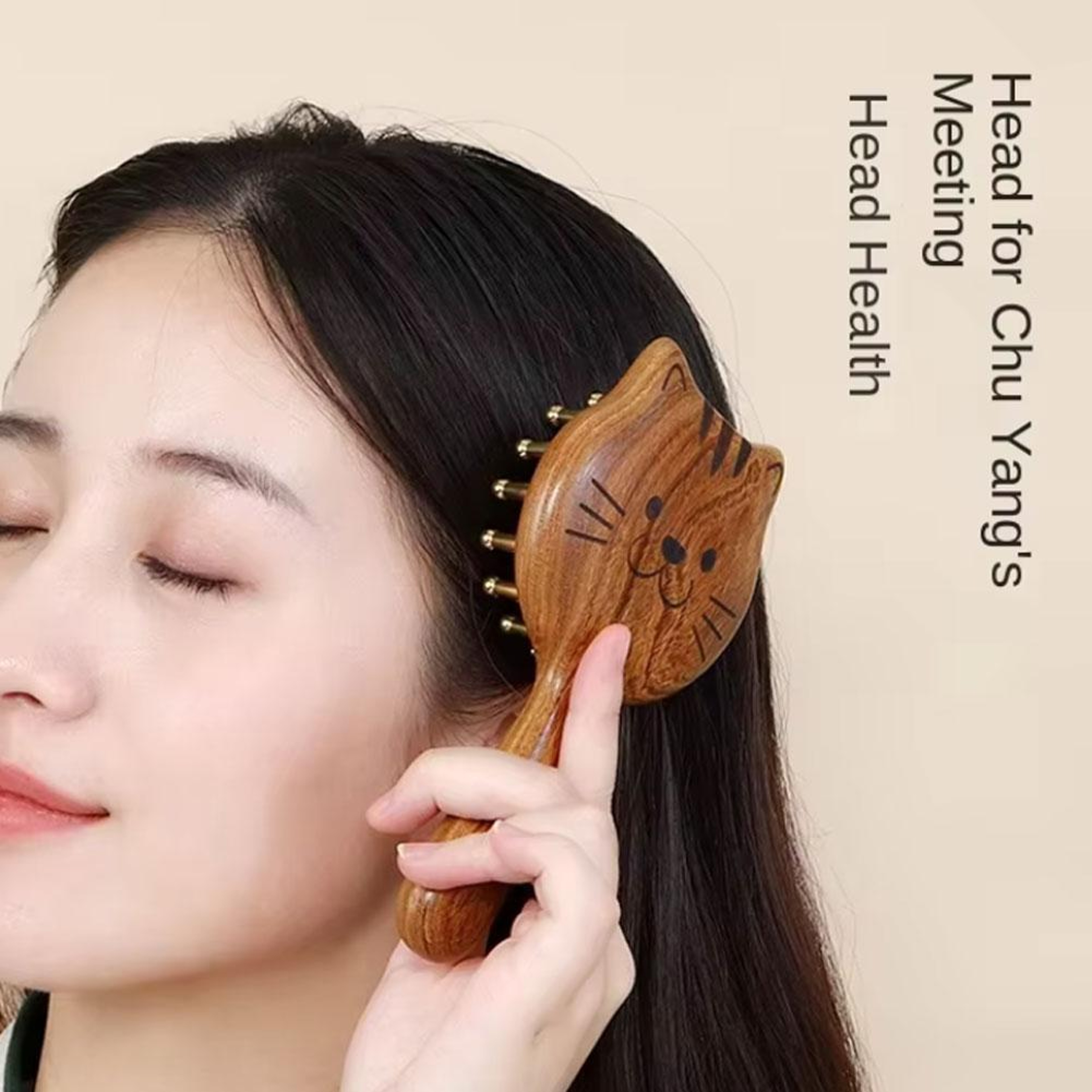 Sandalwood Scalp Massage Comb & Gua Sha Therapy Brush for Hair Growth and Relaxation – view 2
