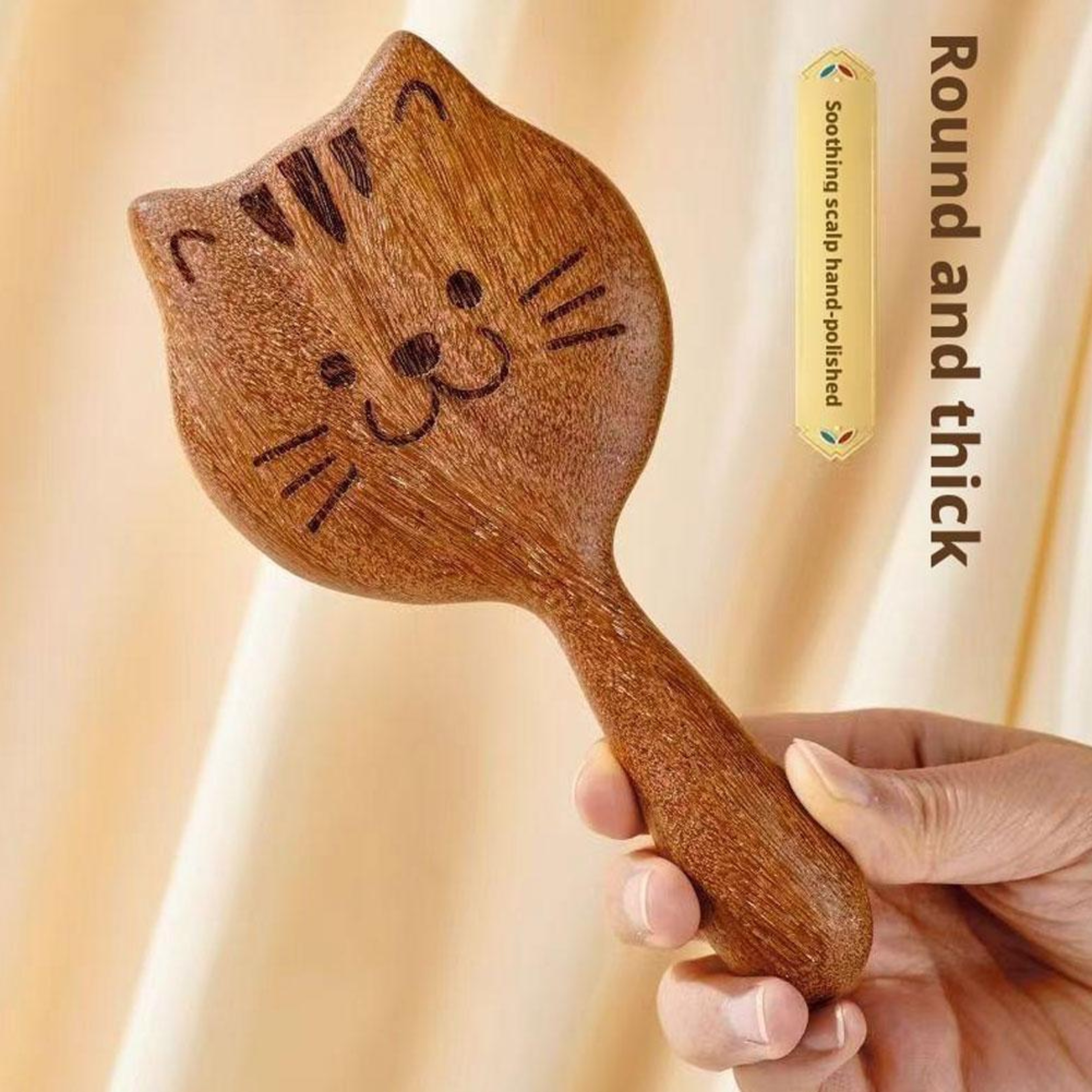 Sandalwood Scalp Massage Comb & Gua Sha Therapy Brush for Hair Growth and Relaxation – view 3