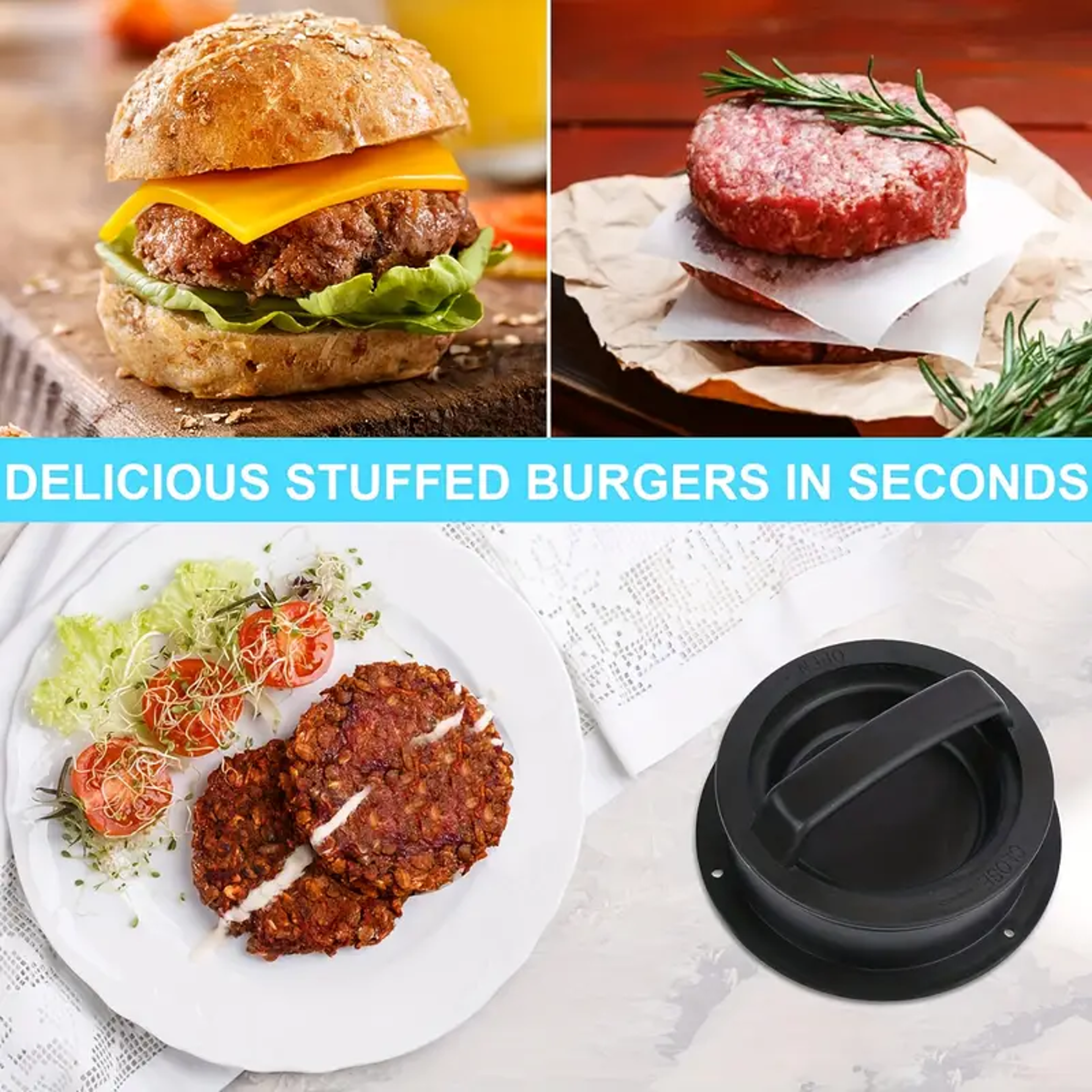 3 In 1 Stuffed Burger Press Maker Burger Patty Press For Perfect Homemade Hamburgers 4