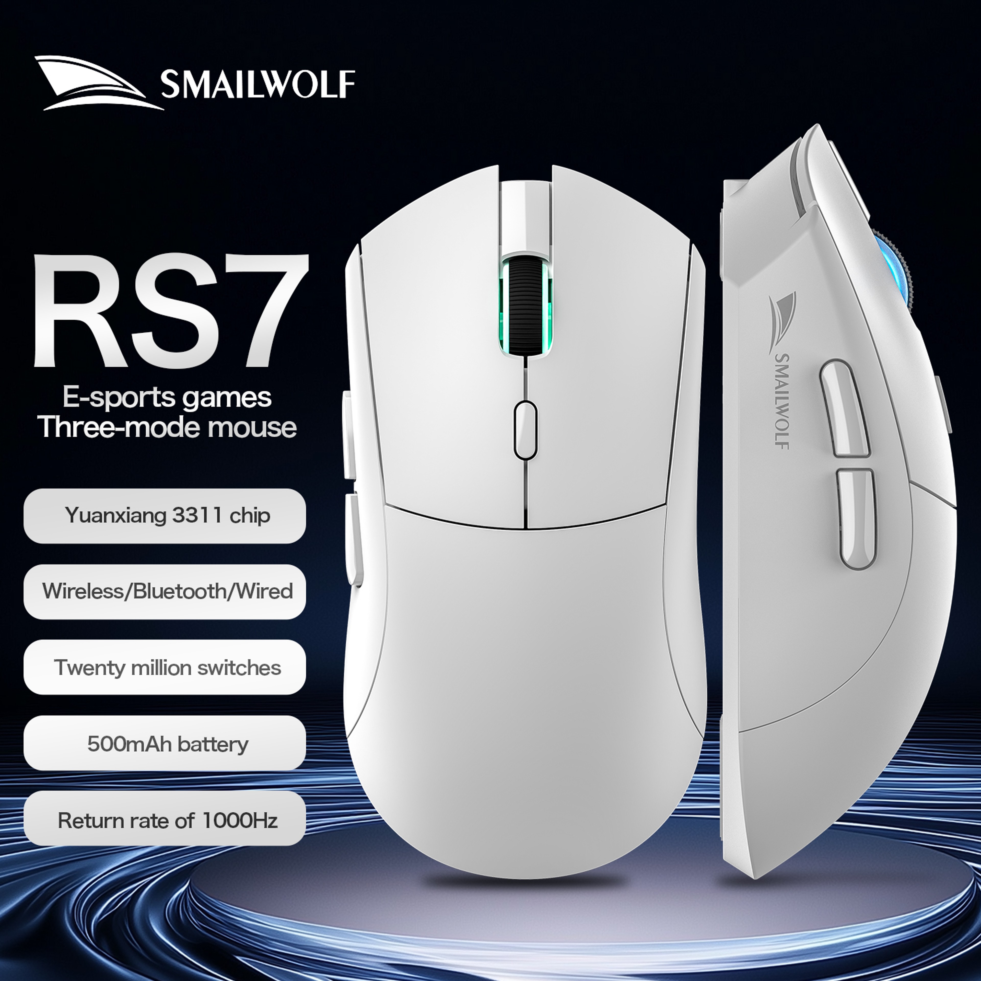 Smailwolf RS7 TriMode Wireless Gaming Mouse With Sensor  Programmable Macros 1
