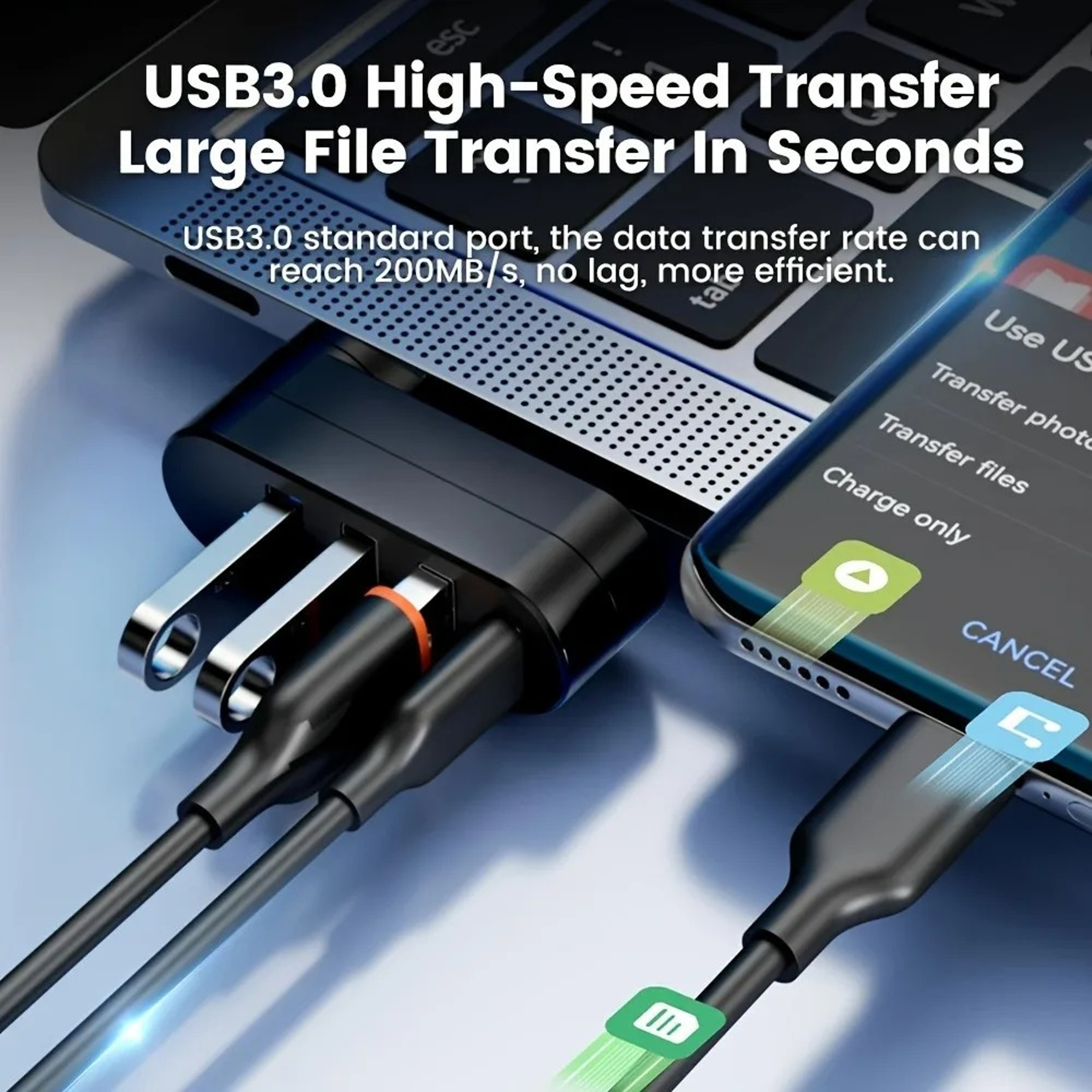 Ultra Flex 4 In 1 USB Hub With 180 Rotating Port  Type C Splitter Adapter 3