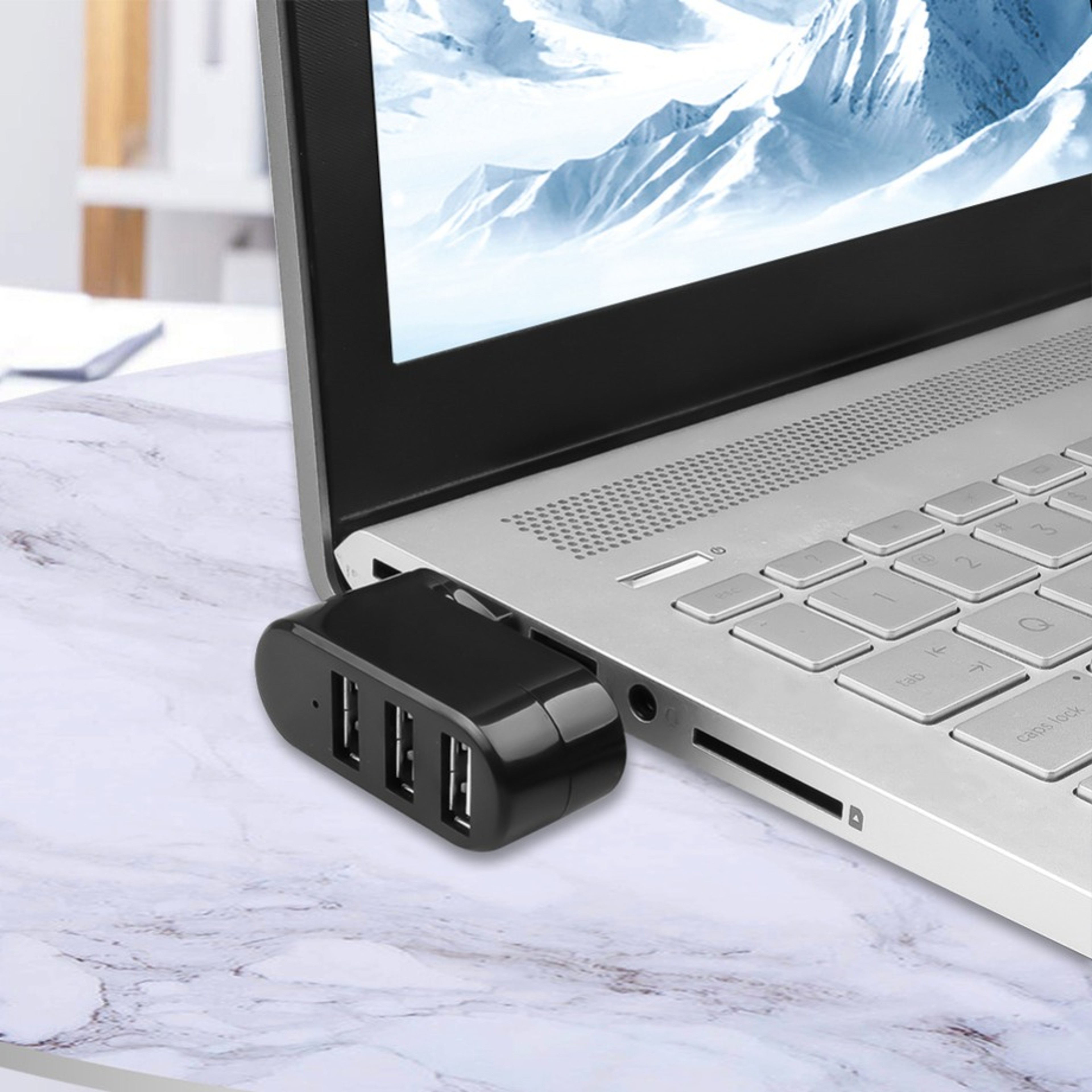 Premium Rotatable USB Hub Adapter 3 Port High Speed USB Splitter For PC Laptop  Mac Accessories 0