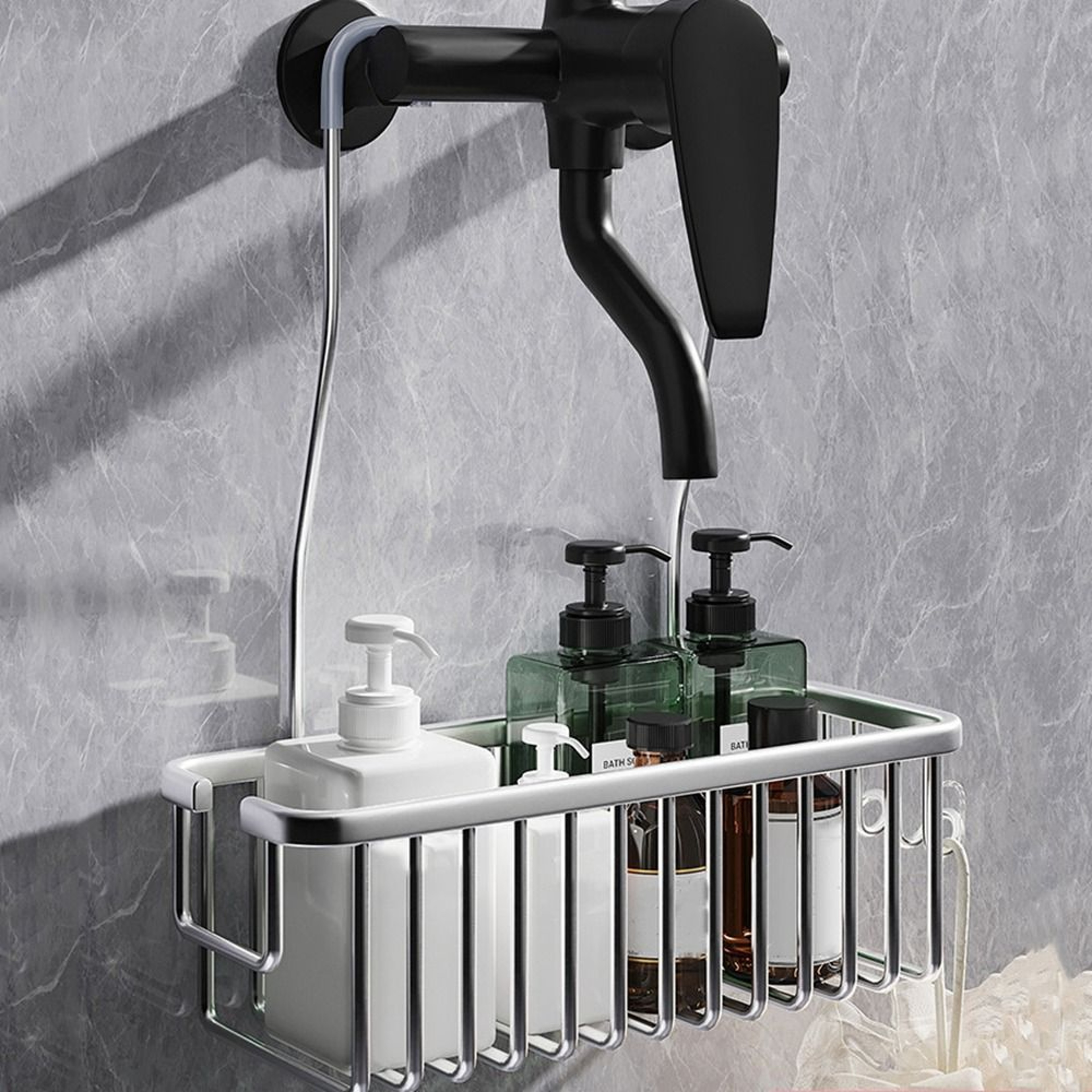 AeroSpace Aluminum Shower Caddy Wall Mounted Bathroom Organizer Shelf 6