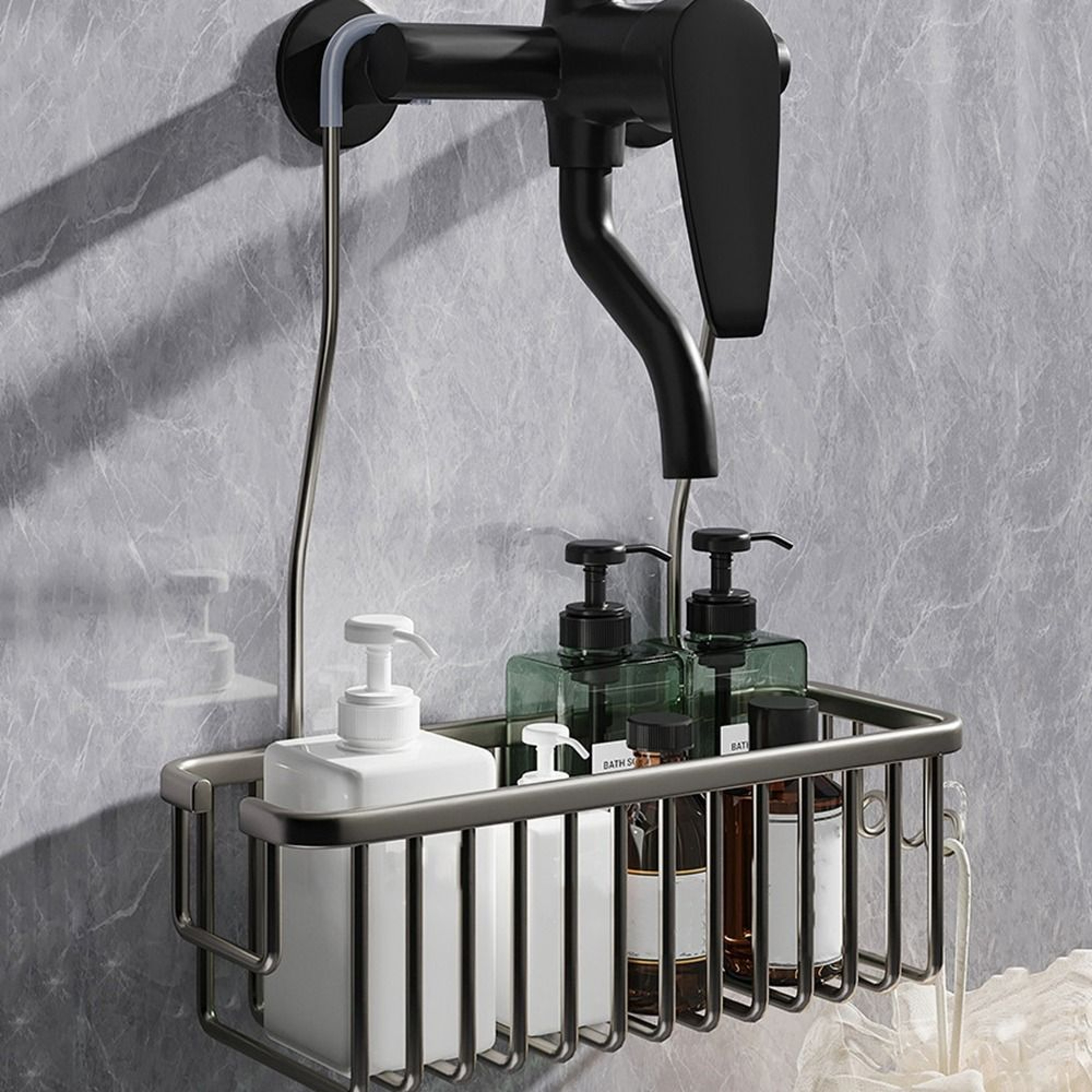 Rustproof Hanging Shower Caddy Organizer With Hooks  Large Capacity Storage Shelf 8