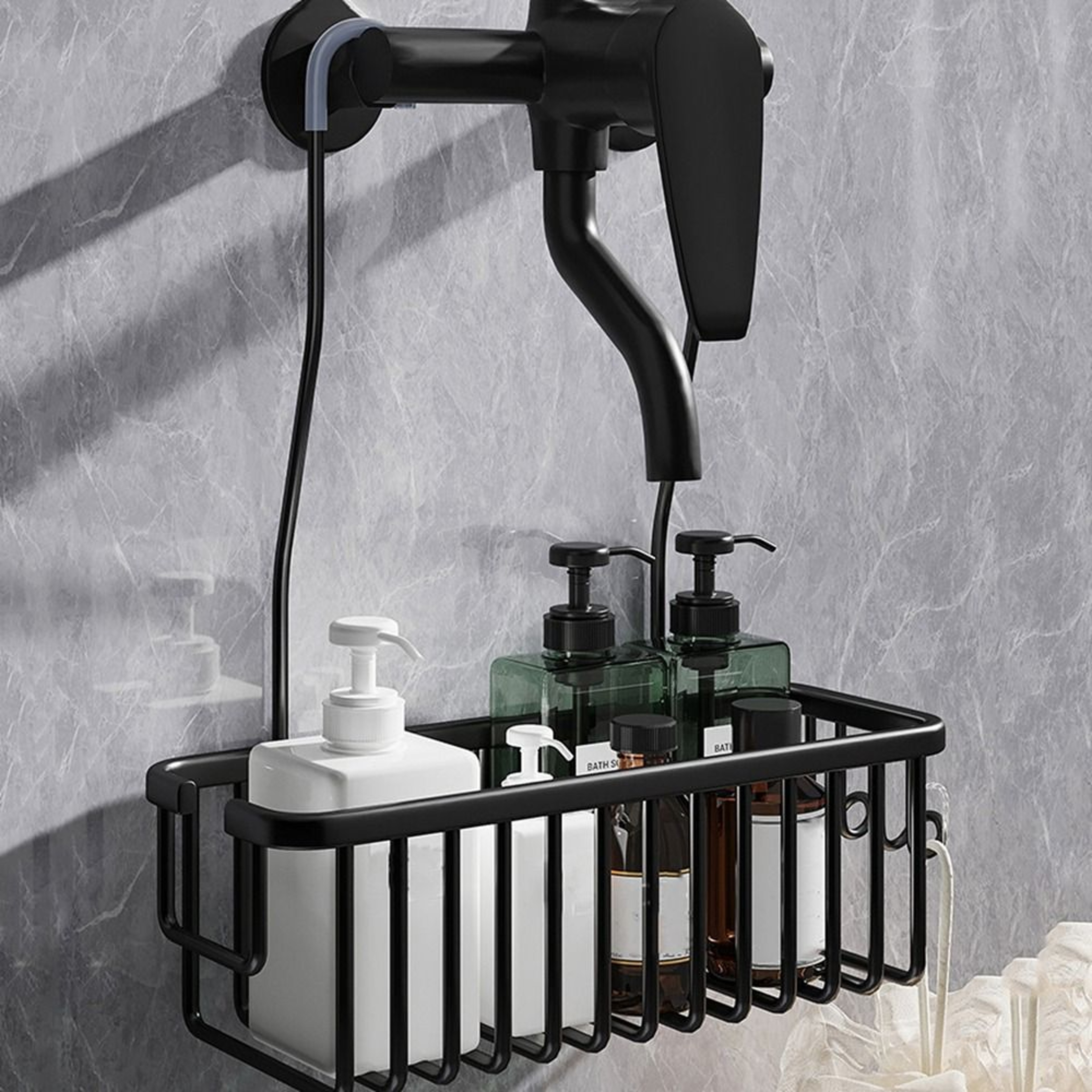 Rustproof Hanging Shower Caddy Organizer With Hooks  Large Capacity Storage Shelf 7