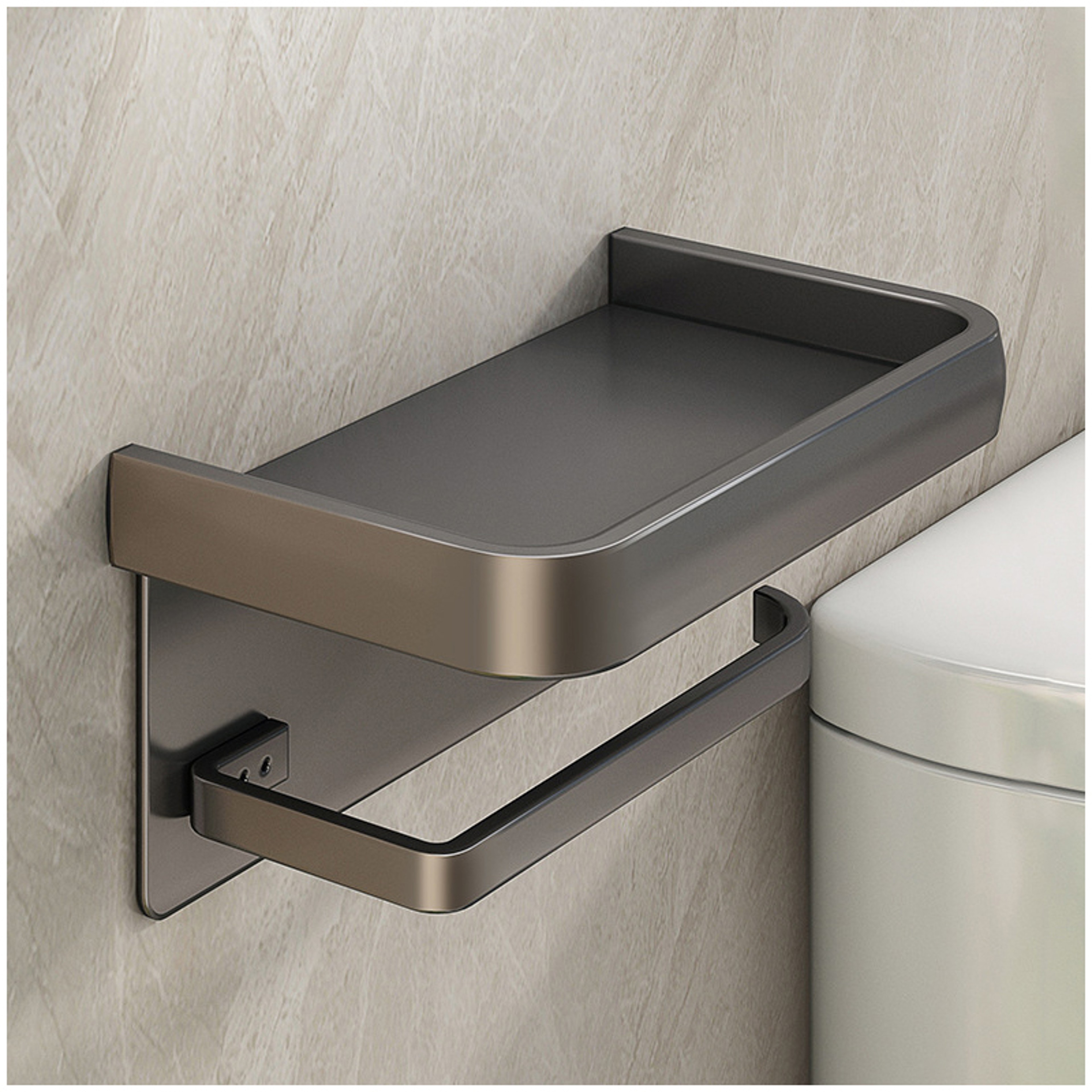 Premium Wall Mounted Aluminum Toilet Paper Holder With Shelf  Phone Storage Bathroom Organizer 1