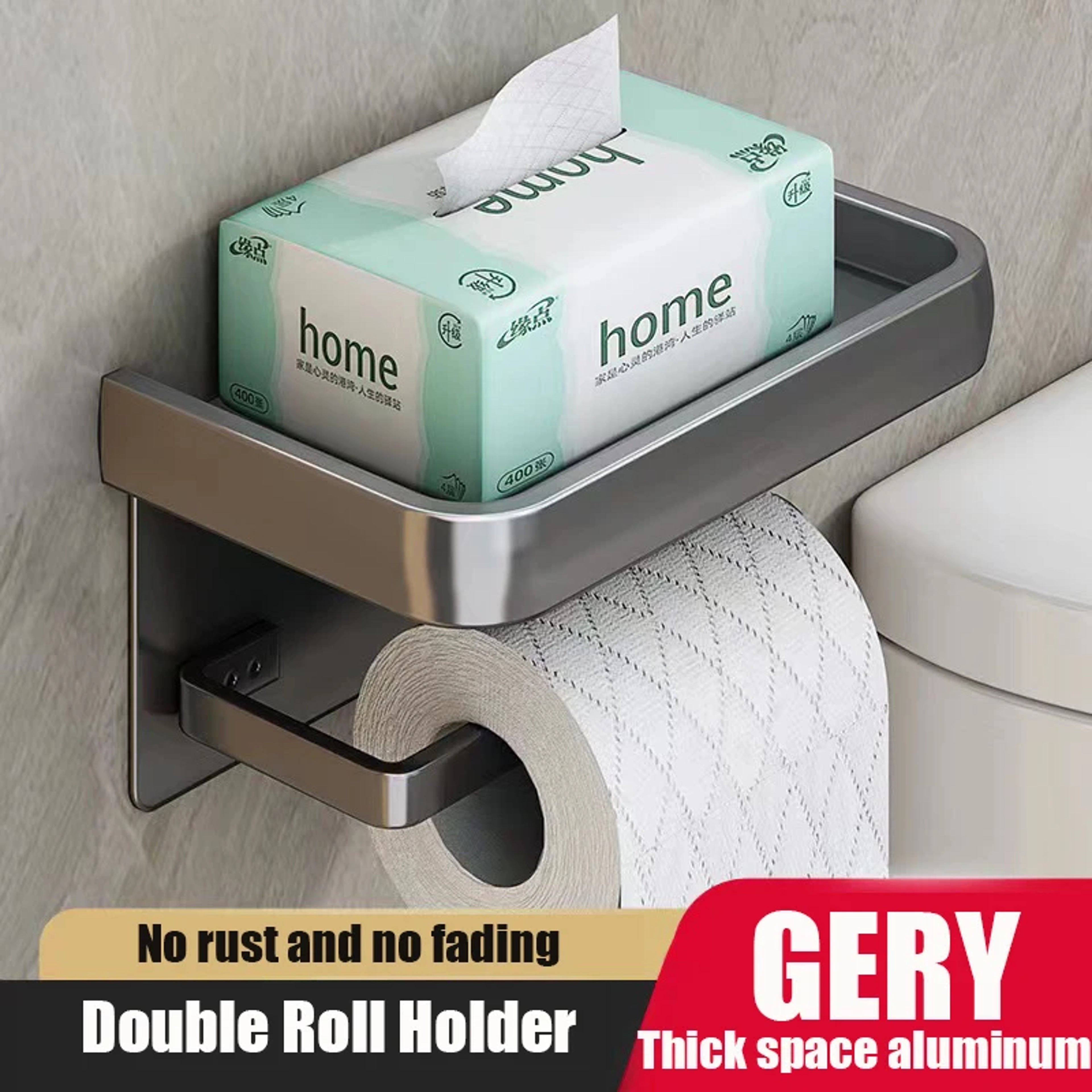 Premium Wall Mounted Aluminum Toilet Paper Holder With Shelf  Phone Storage Bathroom Organizer 6