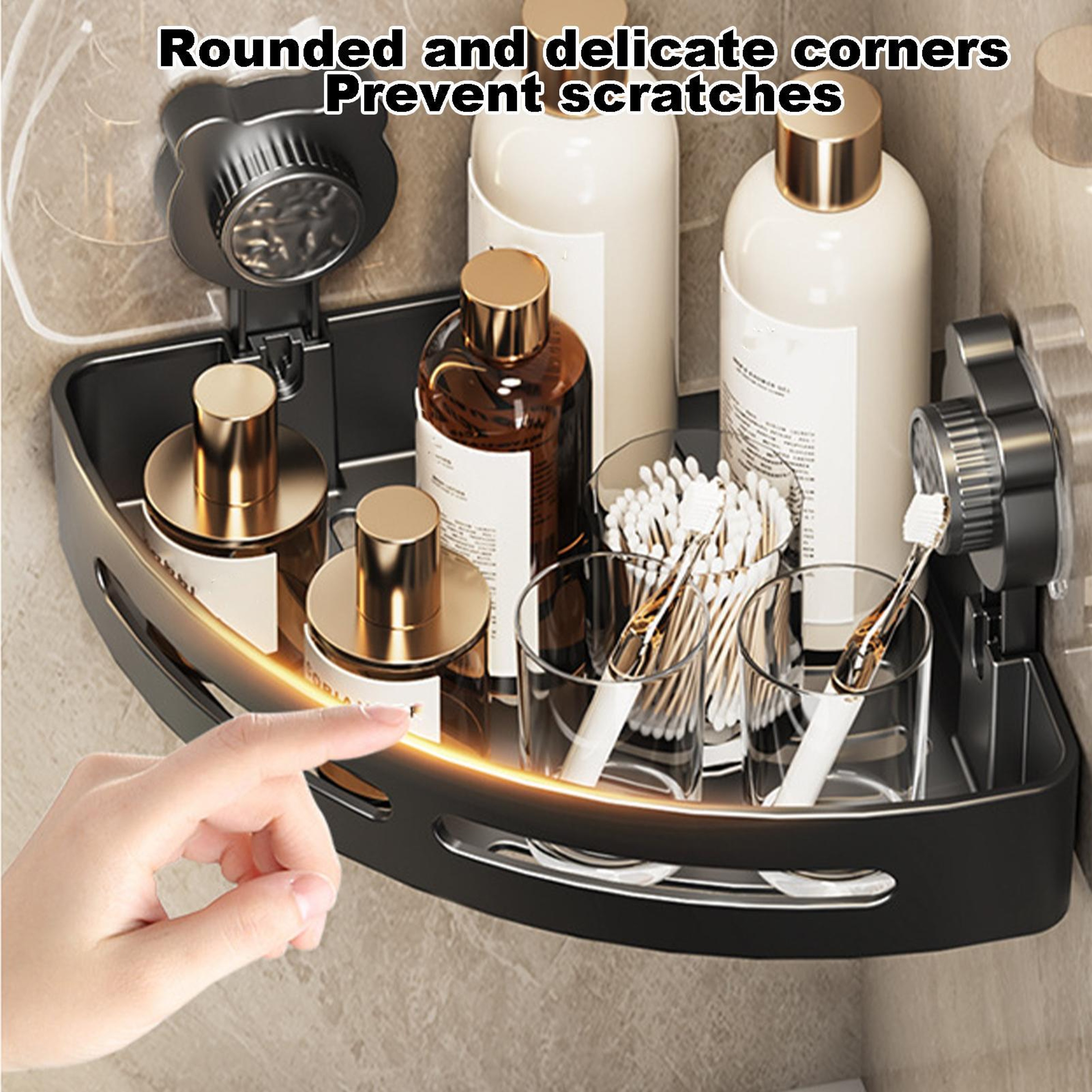 AquaCorner Suction Shower Caddy Shelf No Drill Corner Bathroom Organizer Rack 4