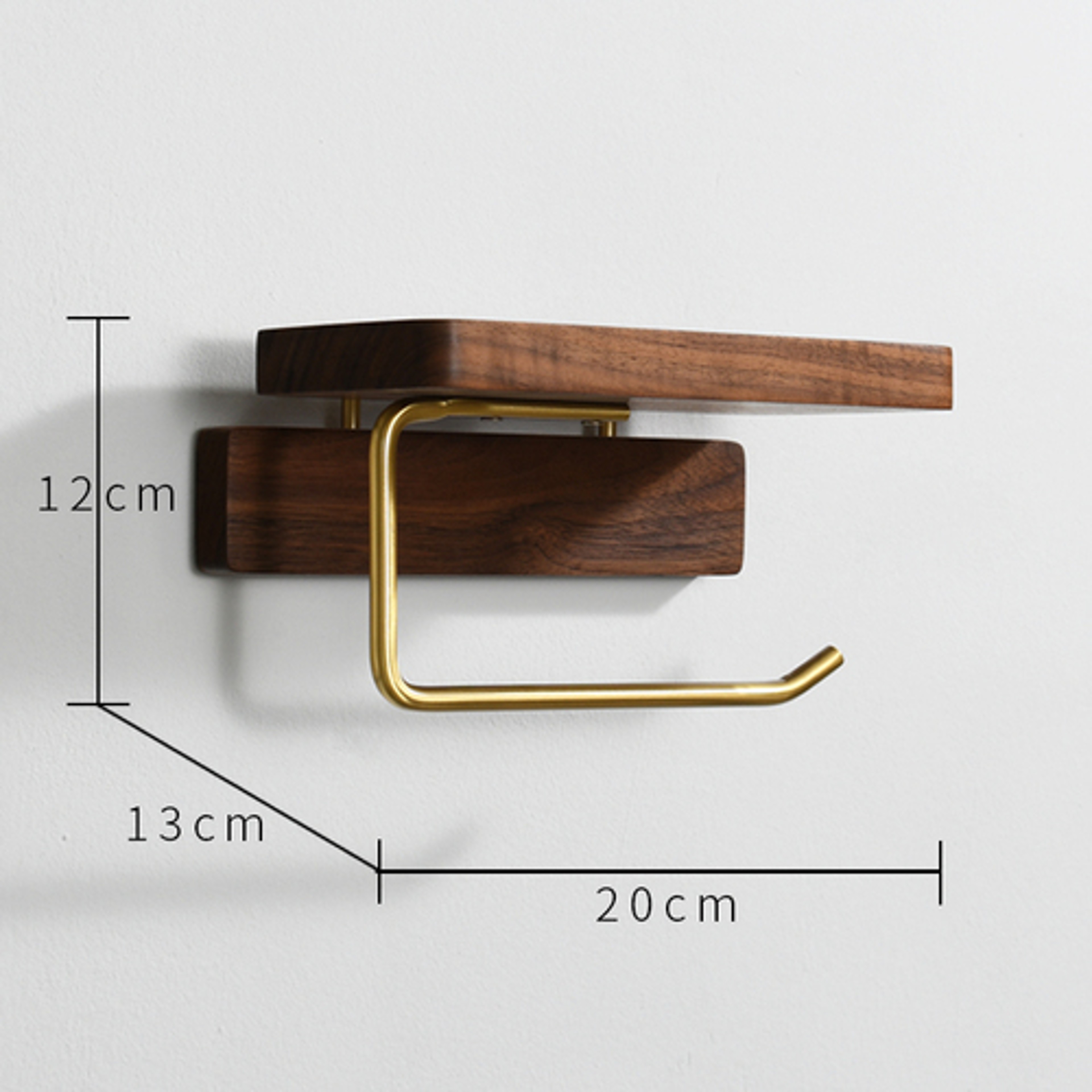Wooden Wall Mounted Toilet Paper Holder with Shelf & Decorative Storage Tray – view 7