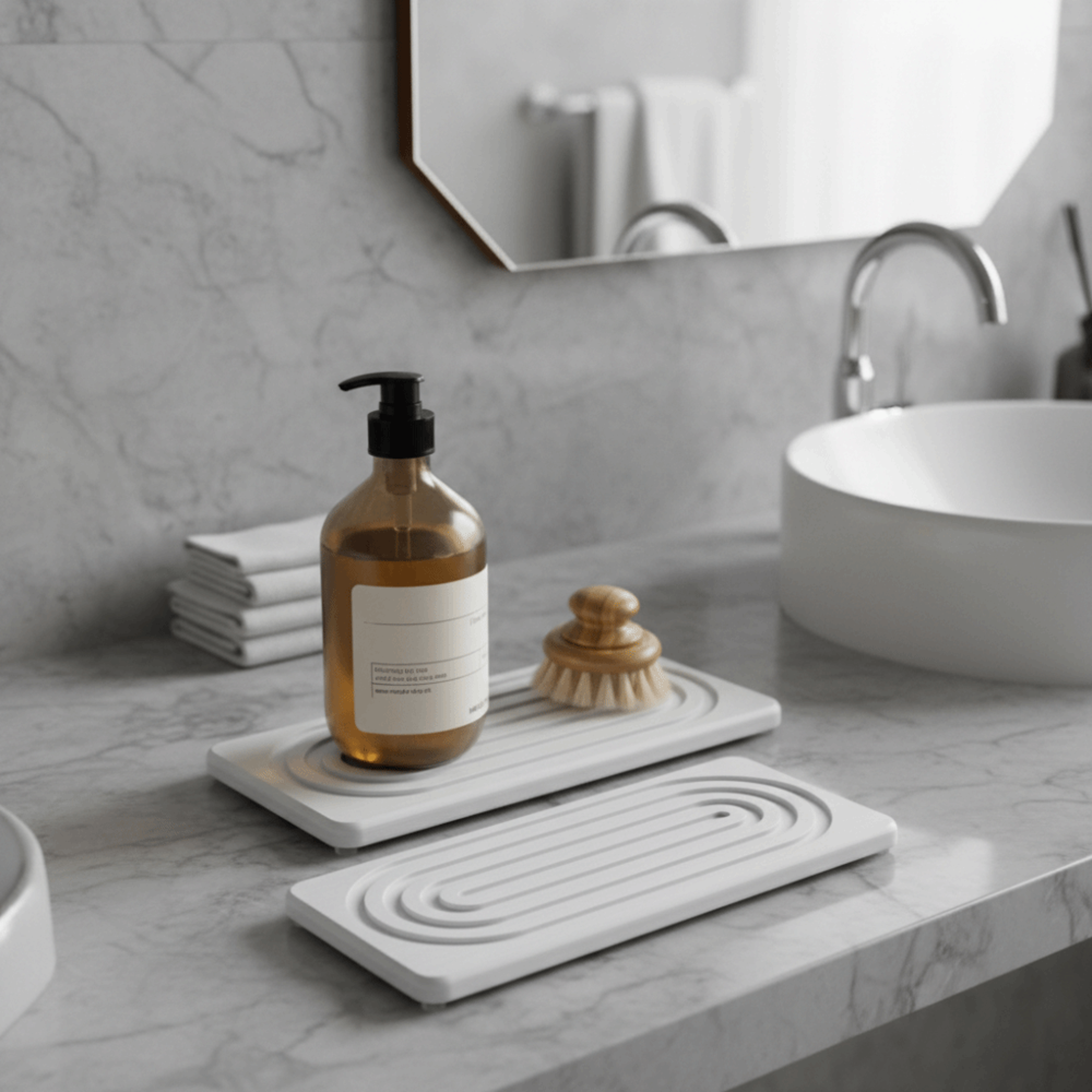Quick Dry Diatomite Stone Tray Set Water Absorbing Bathroom  Kitchen Counter Organizer 2