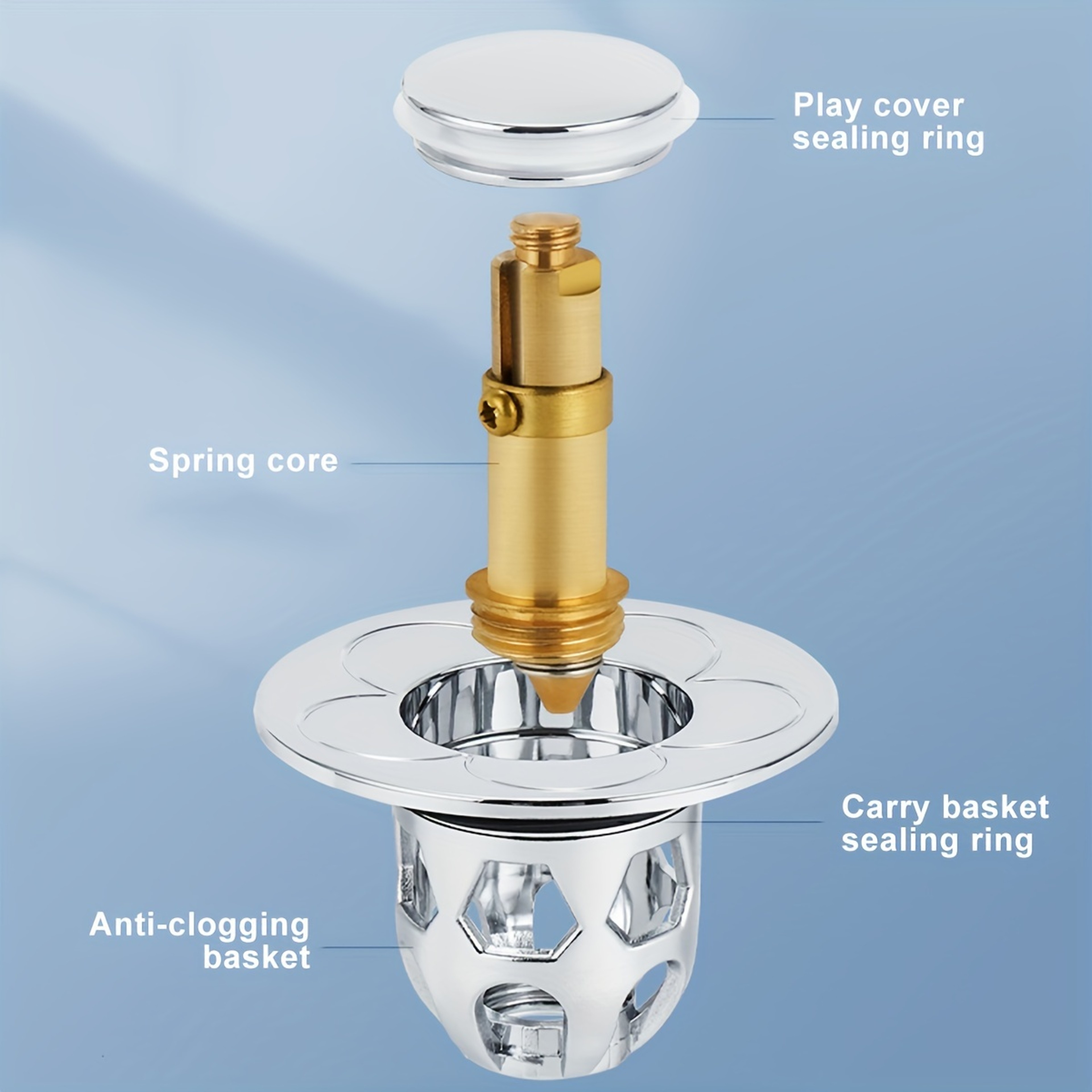 Premium Bathroom Sink Drain Stopper with Built In Hair Catcher Drain Strainer & Easy Push Pop Up Drain Filter – view 5