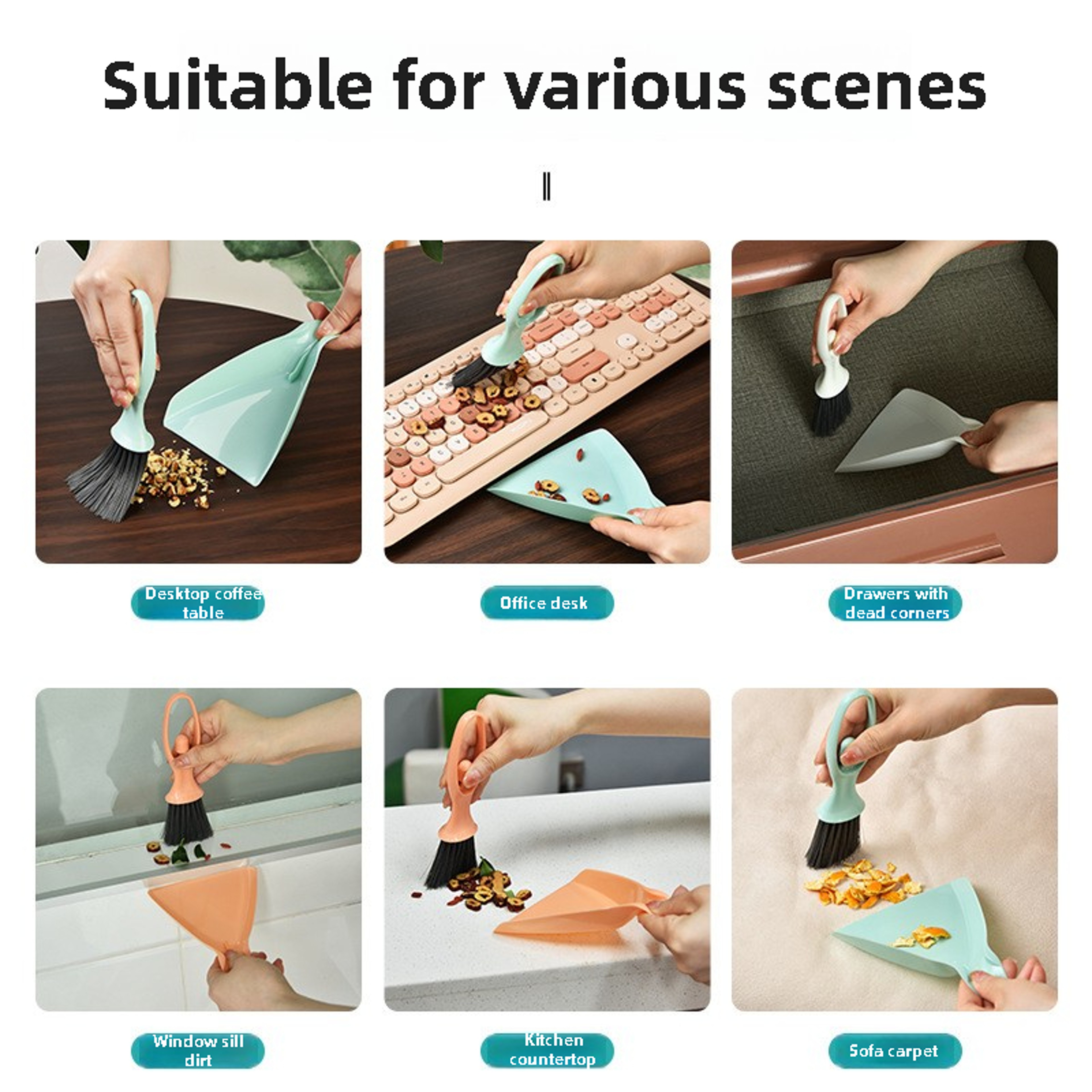 Portable Nordic Desktop Mini Broom  Dustpan Set Compact Tabletop Cleaning Tool 4