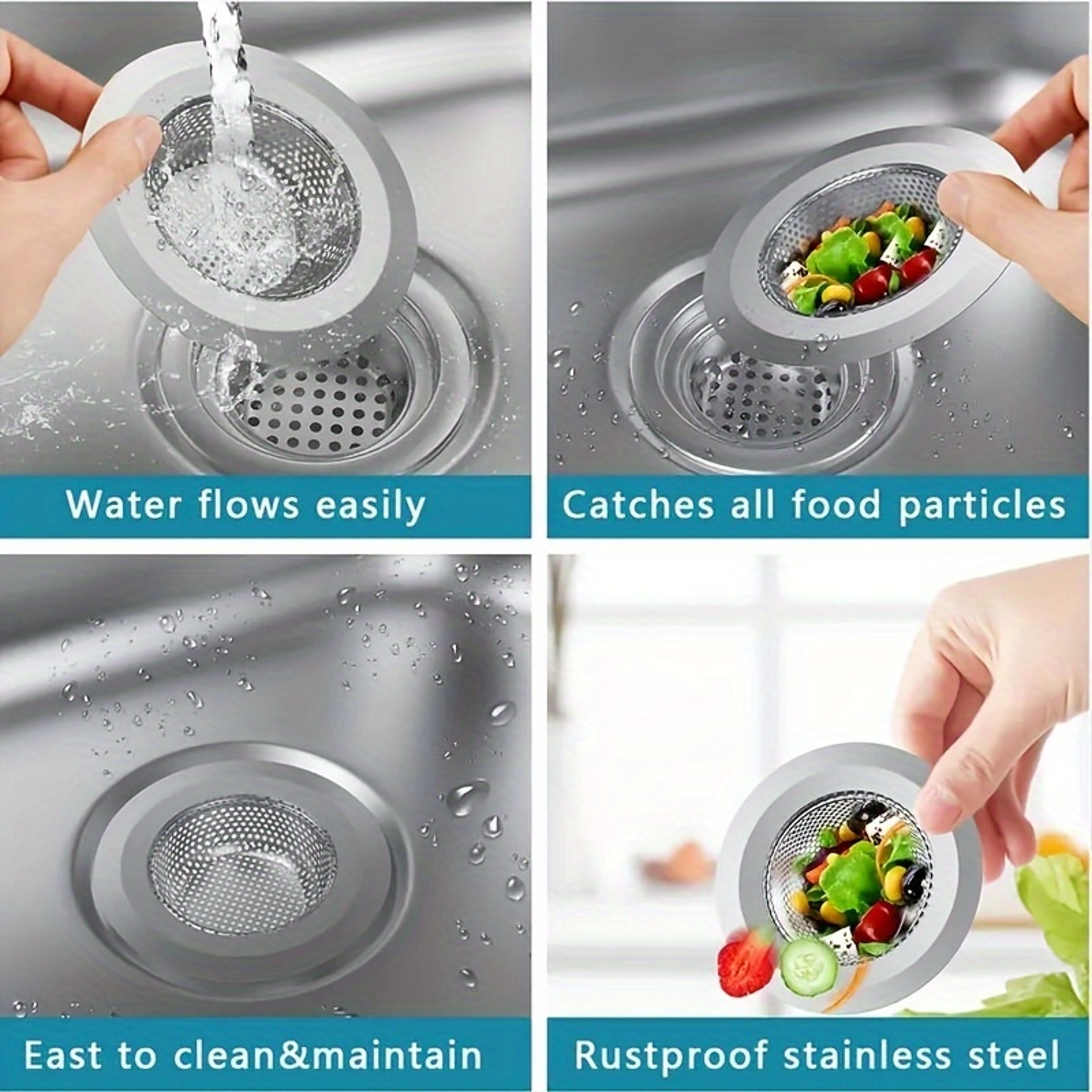 Wide Rim Stainless Steel Sink Drain Strainer Set Kitchen Sink Strainer Food Catcher 3