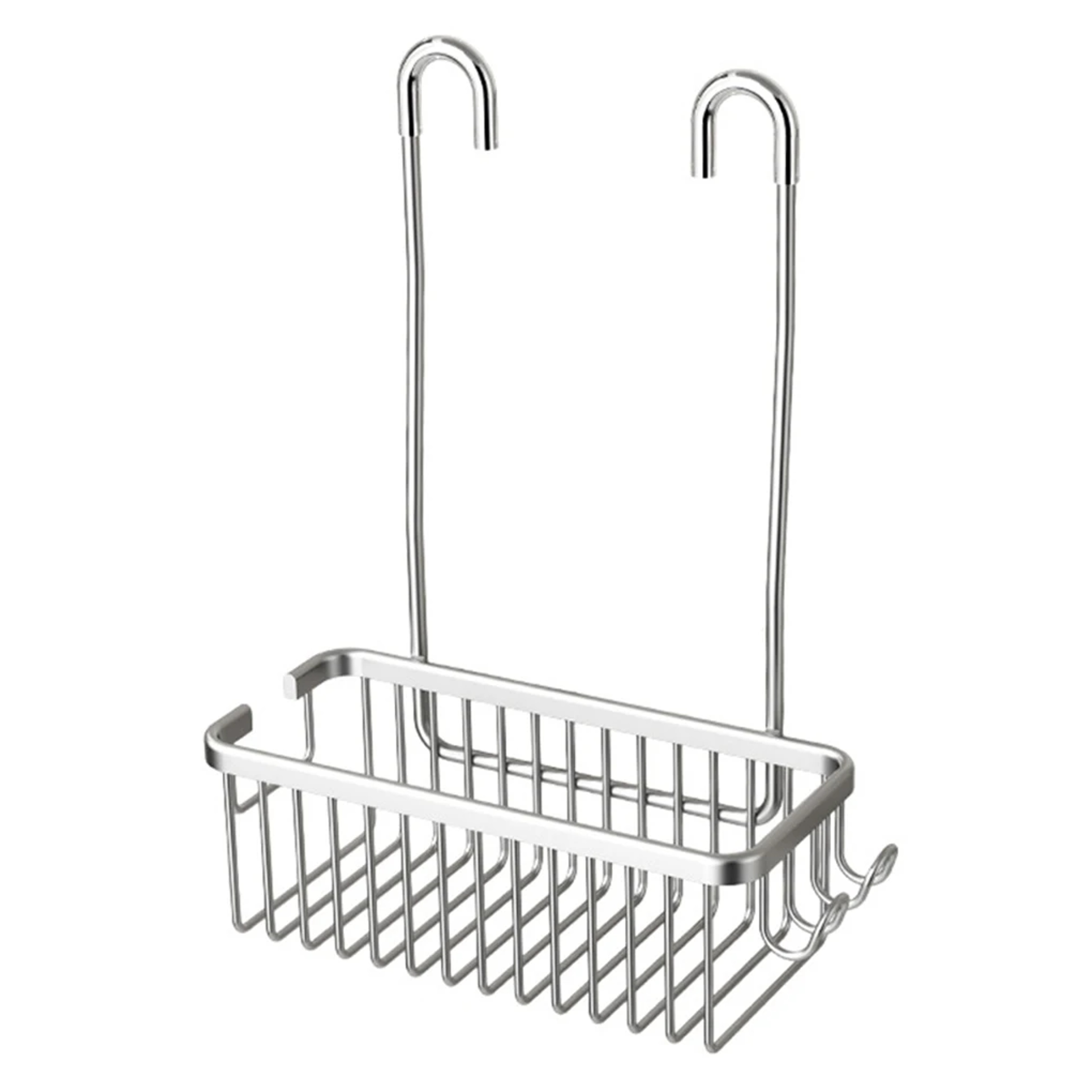 Stainless Steel Shower Rack Wall Mounted Bathroom Storage Organizer With Hooks 4