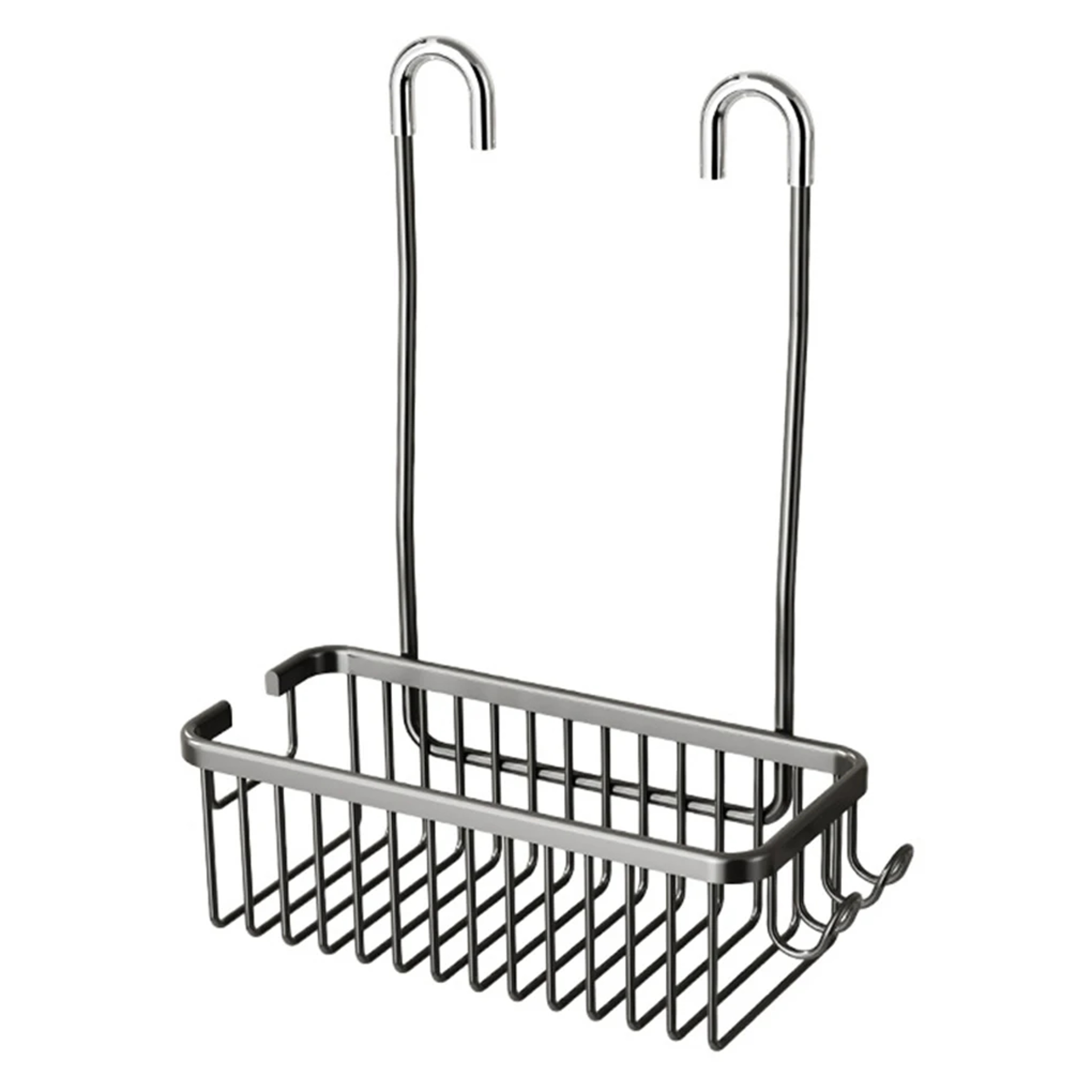 Stainless Steel Shower Rack Wall Mounted Bathroom Storage Organizer With Hooks 5