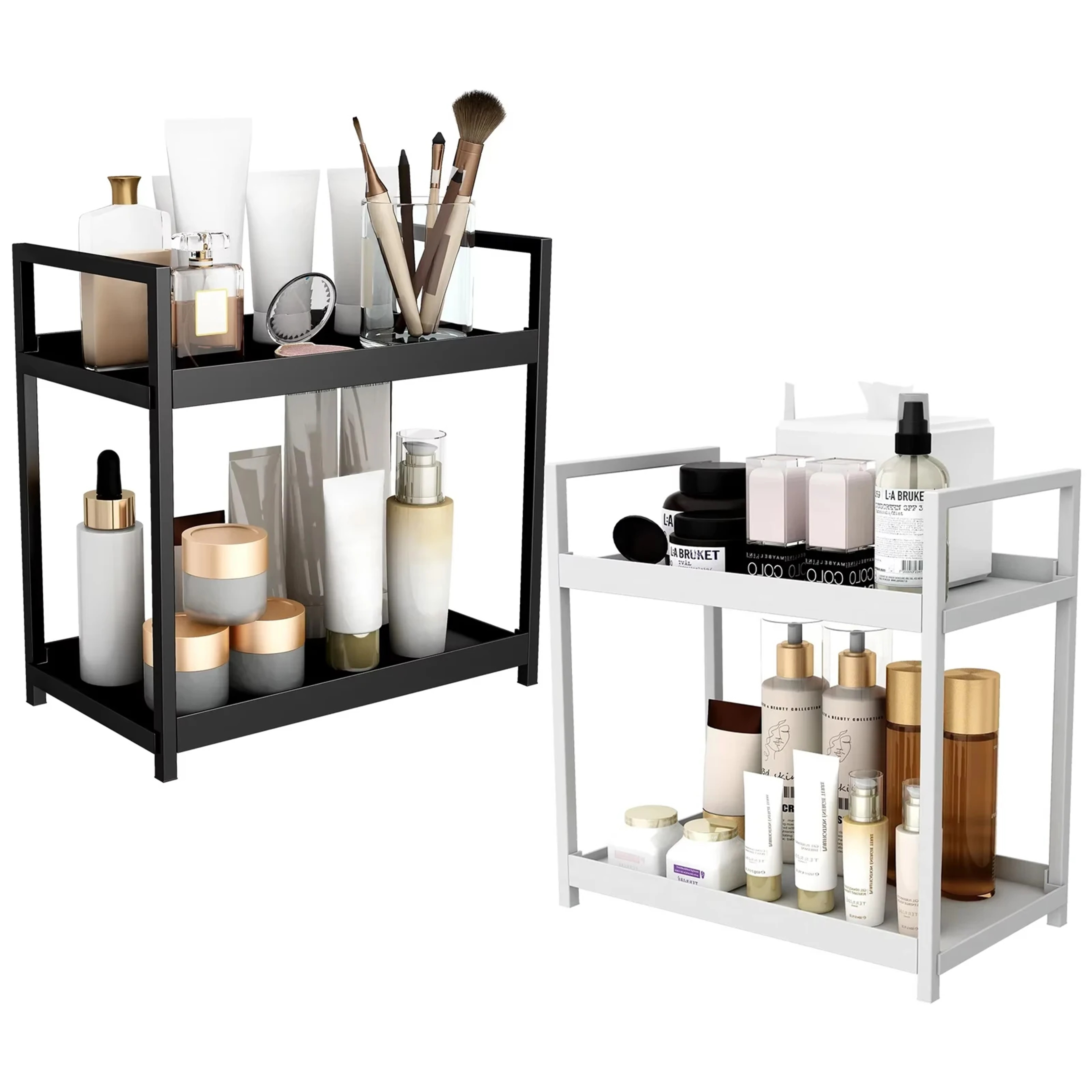 Modern 2 Tier Desktop Organizer  Cosmetics Rack For Bathroom Vanity  Office Desk Storage 0