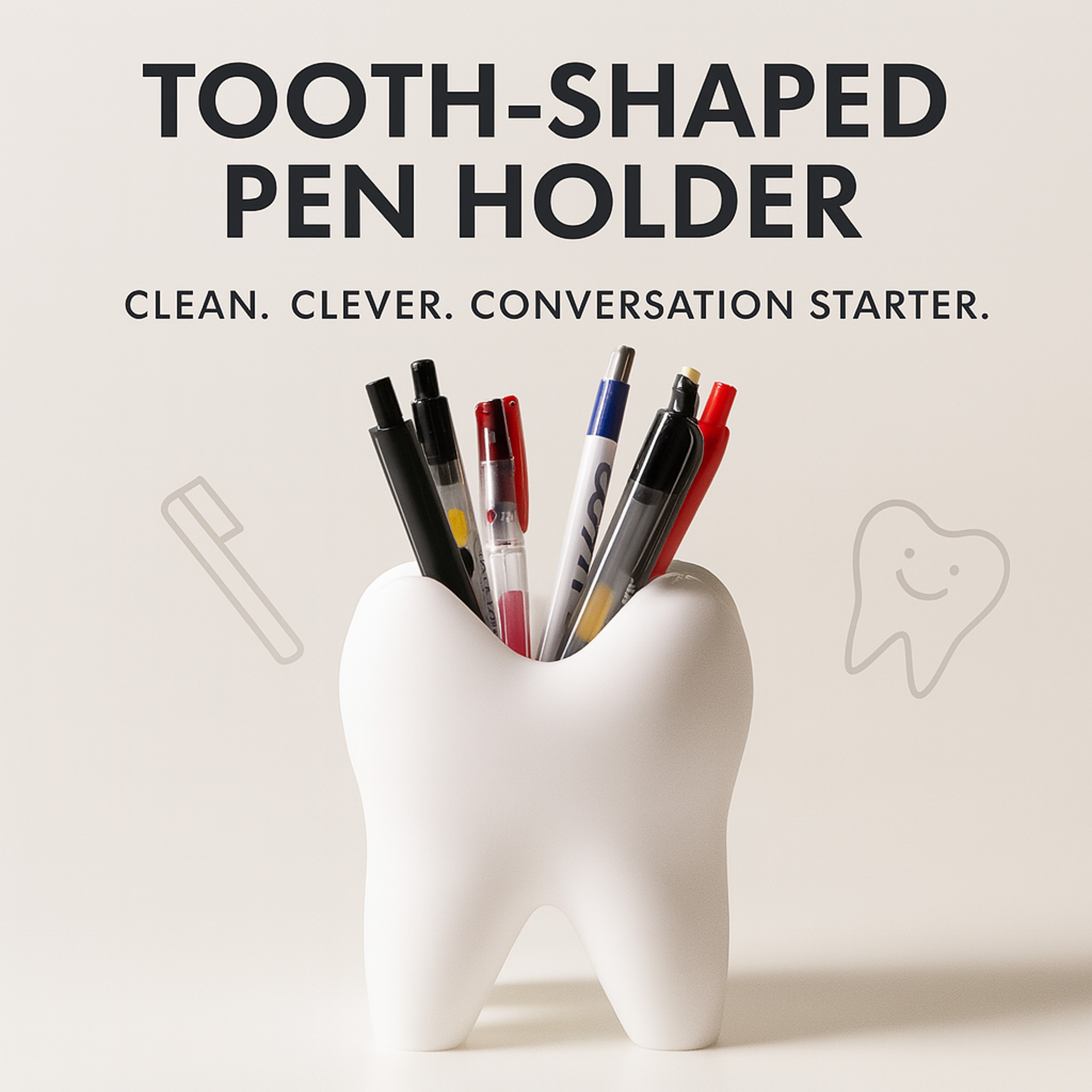 ToothShape 3D Desk  Bathroom Organizer Holder For Toothbrushes Makeup Brushes And Pens 5