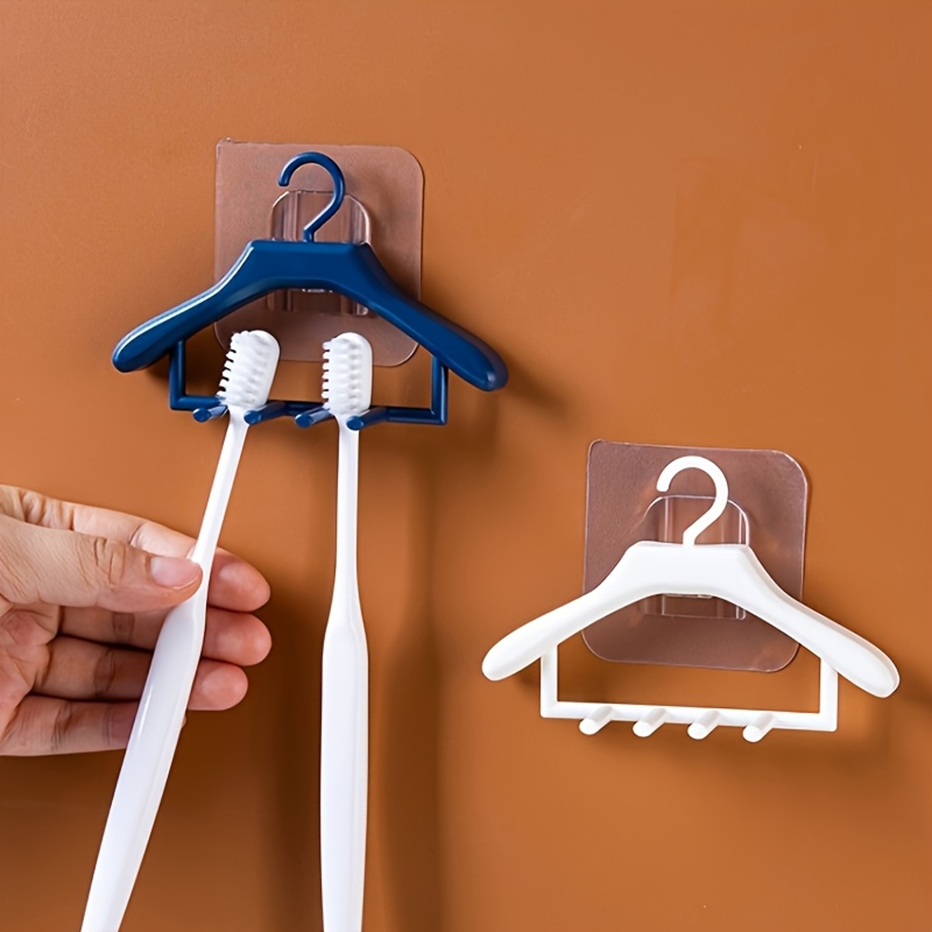 SpaceSaver Wall Mounted Toothbrush Holder & Self Adhesive Bathroom Organizer Hook – view 2