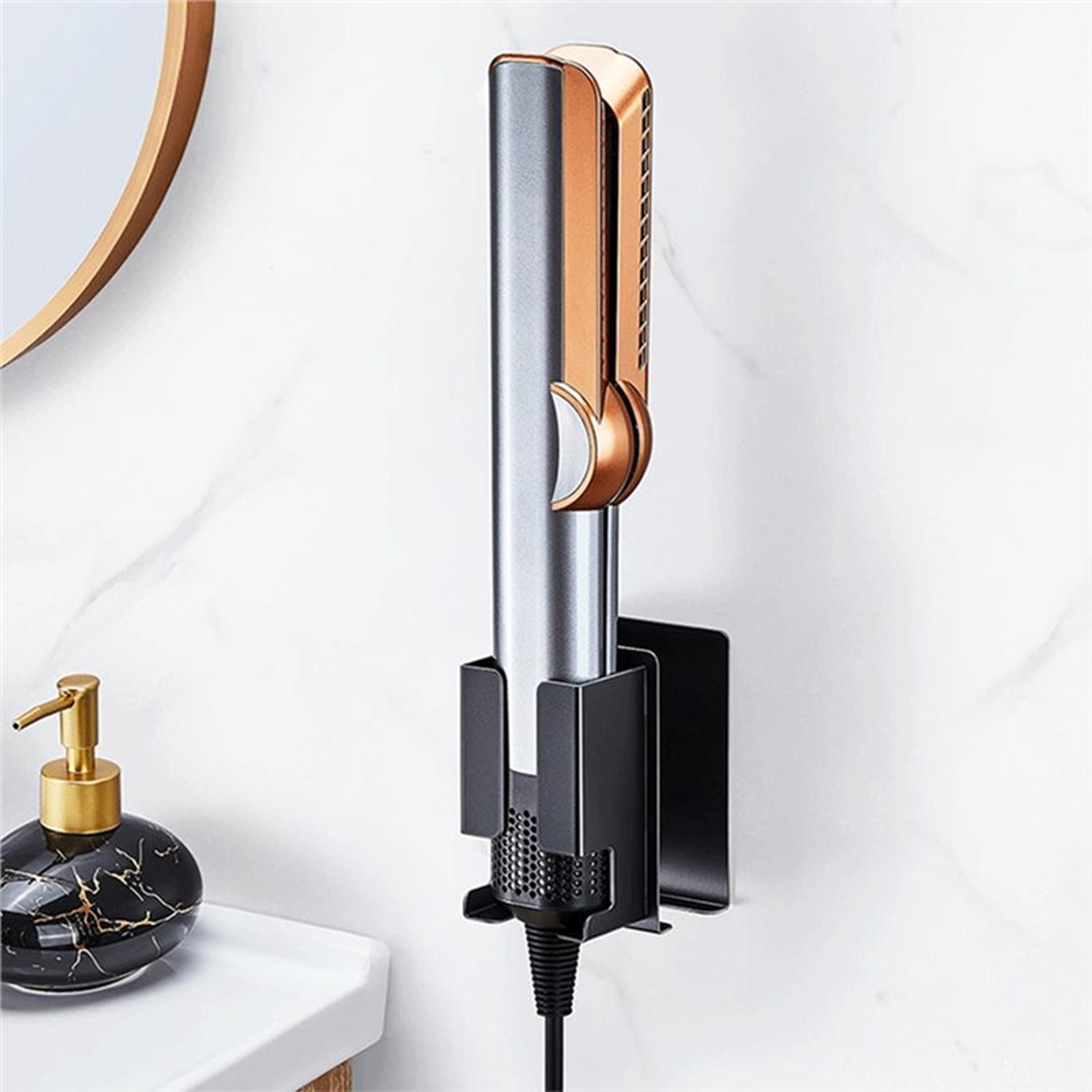 No Drill Hair Dryer  Straightener Wall Organizer Holder 0