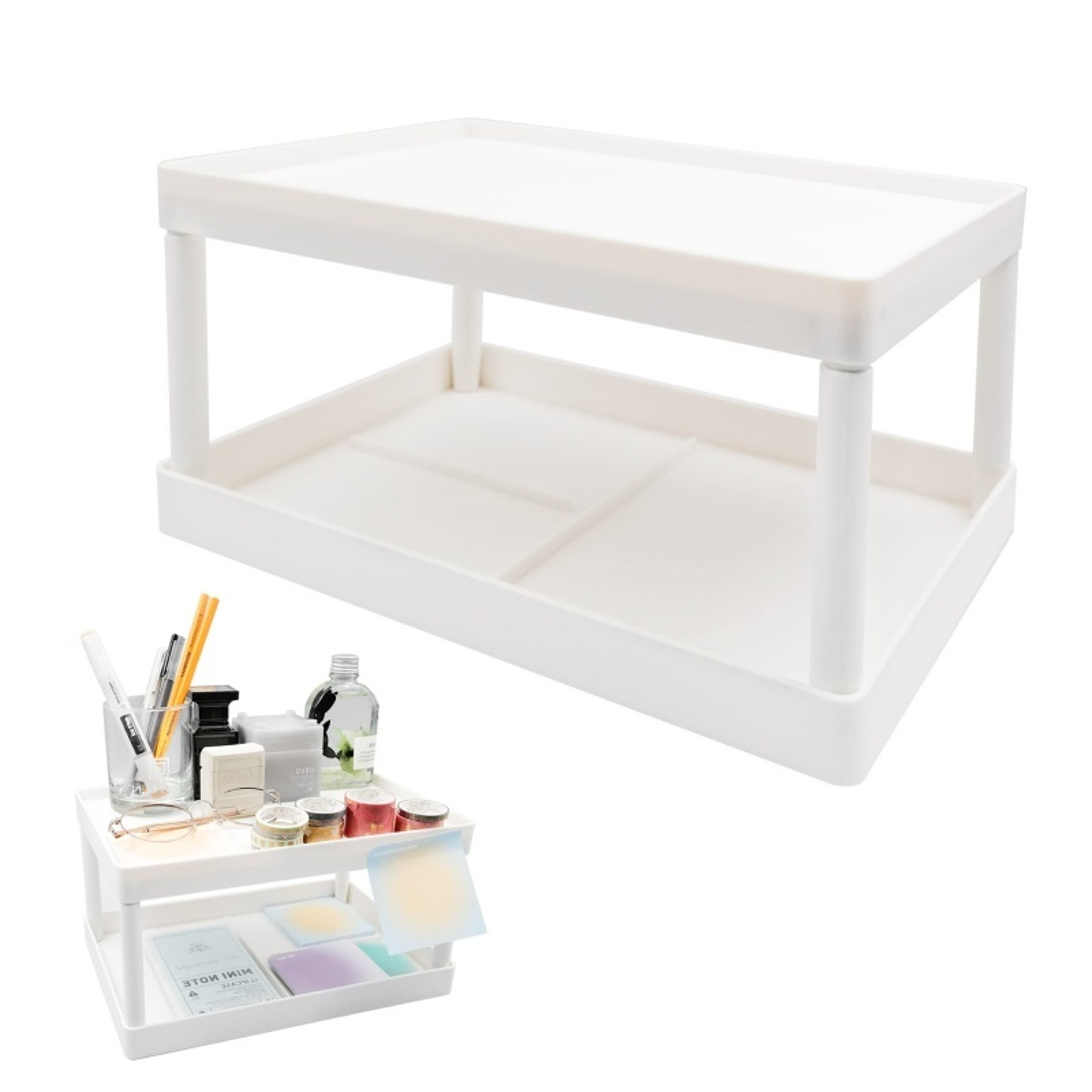 Double Layer Desk Organizer Rack For Office Supplies Stationery  Dorm Storage 2